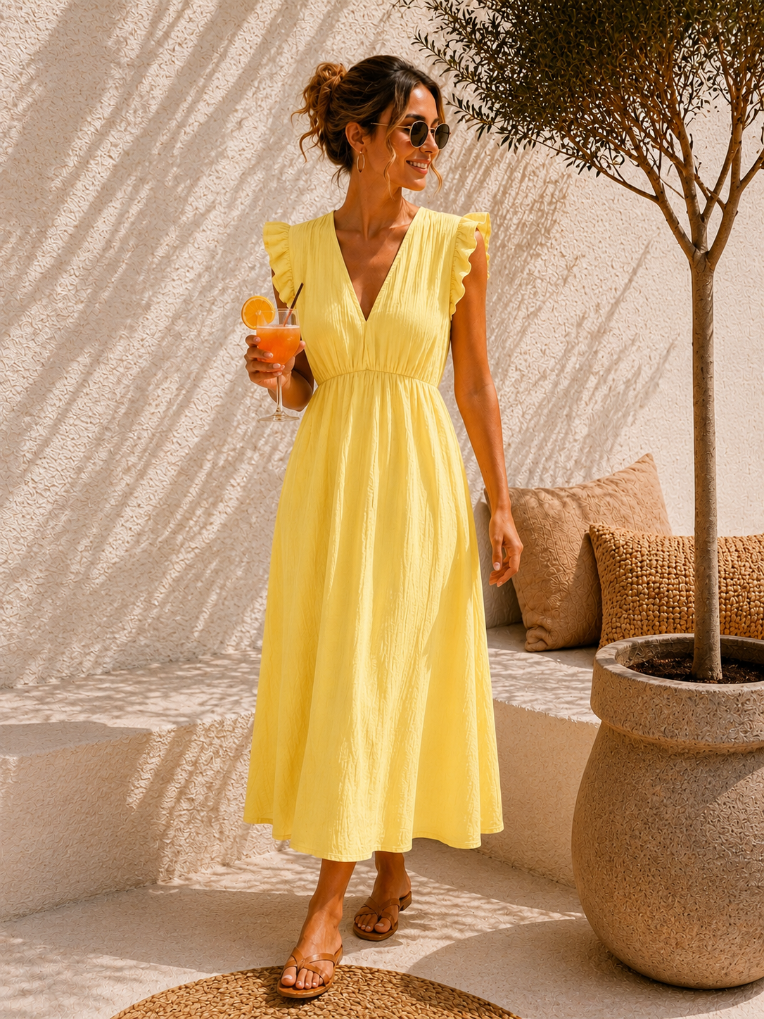 MUSSELIN KlEID ZOE BIANCO MIA 34 - 42 Made in Italy ärmellos Rüsche