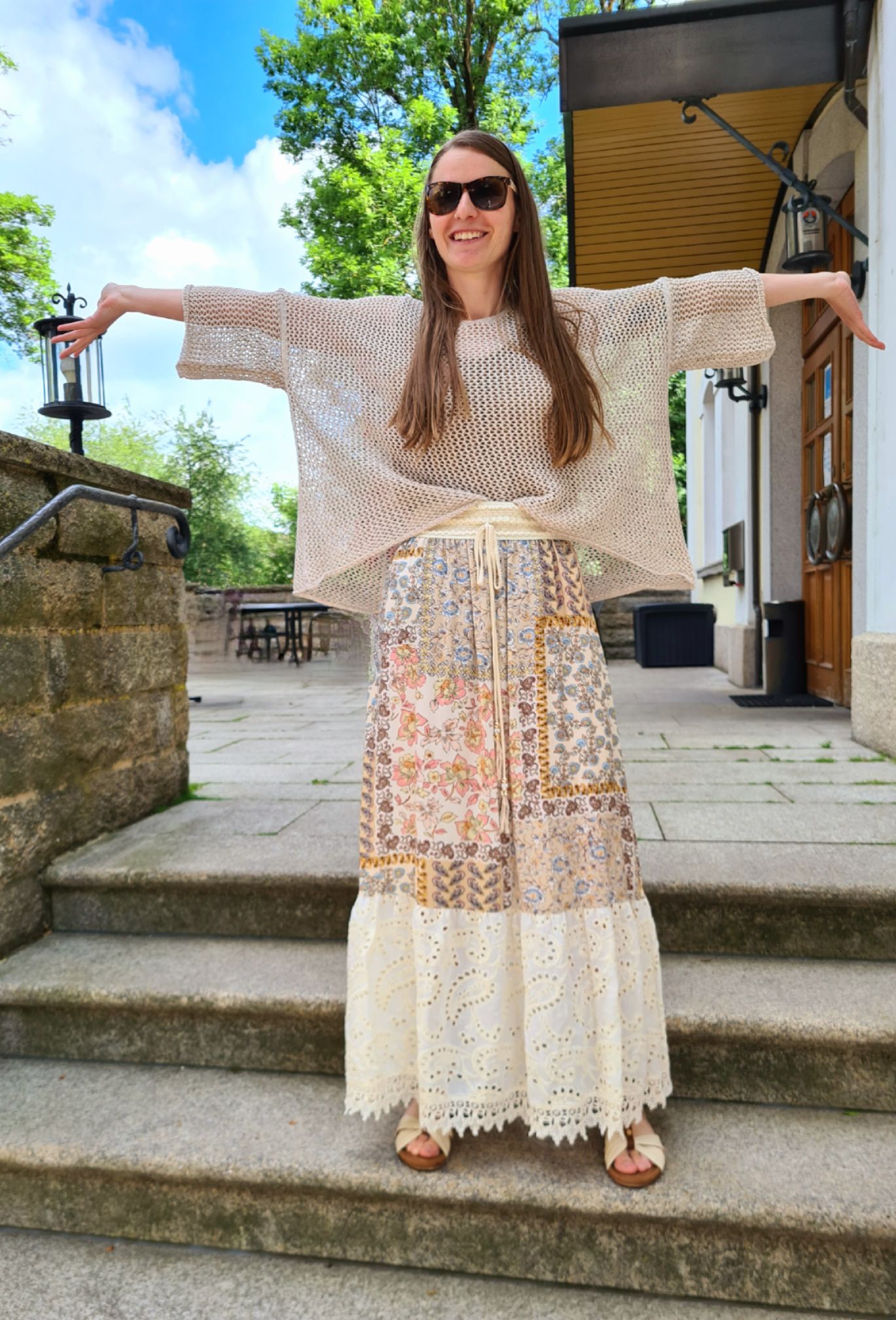BOHO SKIRT SAMOS BEIGE 34-40 Made in Italy Maxi Rock Bohemian Damenrock Lochstickerei BOHO SKIRT SAMOS BEIGE 34-40 Made in Italy Maxi Rock Bohemian Damenrock Lochstickerei