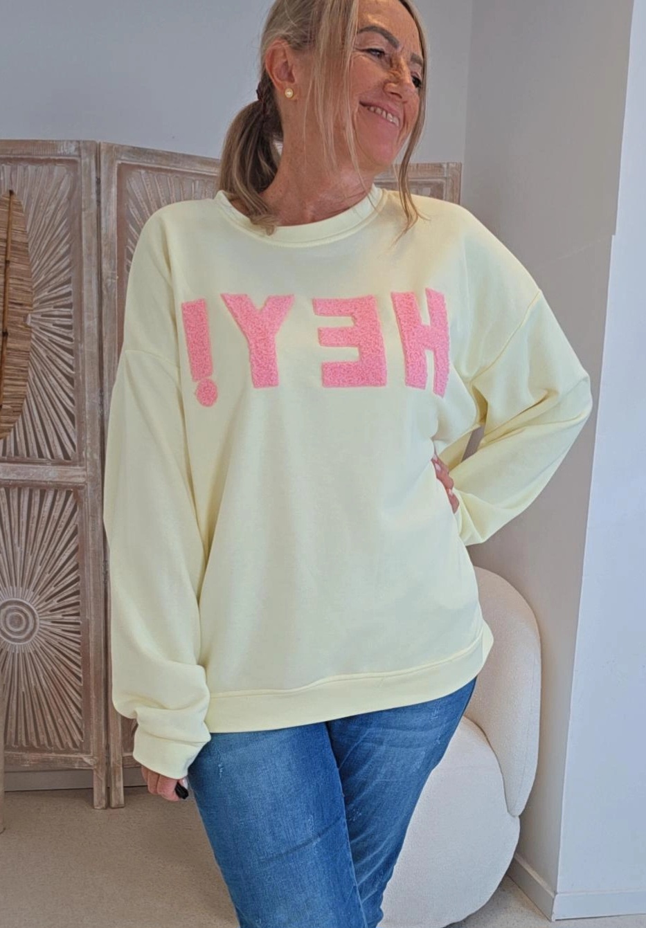 OVERSIZE SWEATER HEY Made in Italy 34-42/44 Langarm Sweatshirt