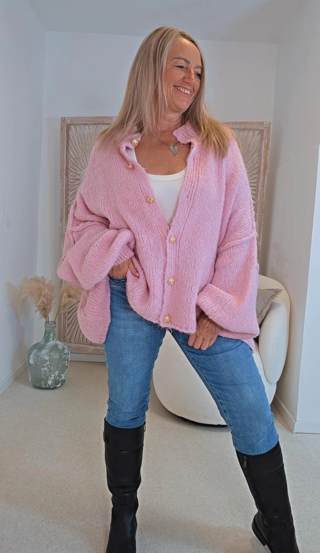 OVERSIZE STRICK-CARDIGAN MALI Made in Italy 34 - 50 