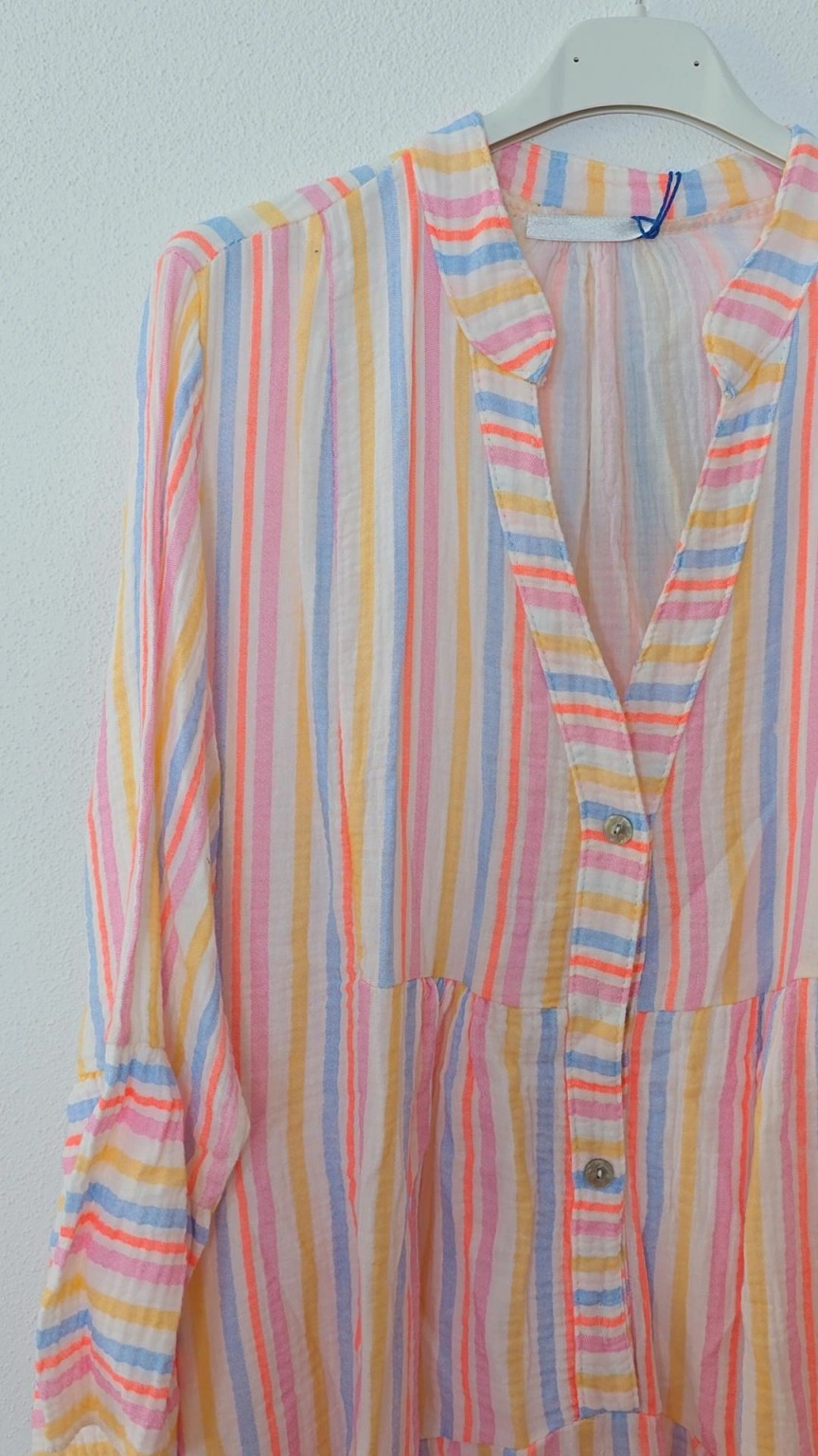 MUSSELIN KLEID DANIELLE STREIFEN kurz Made in Italy 34 - 44 Summer Dress