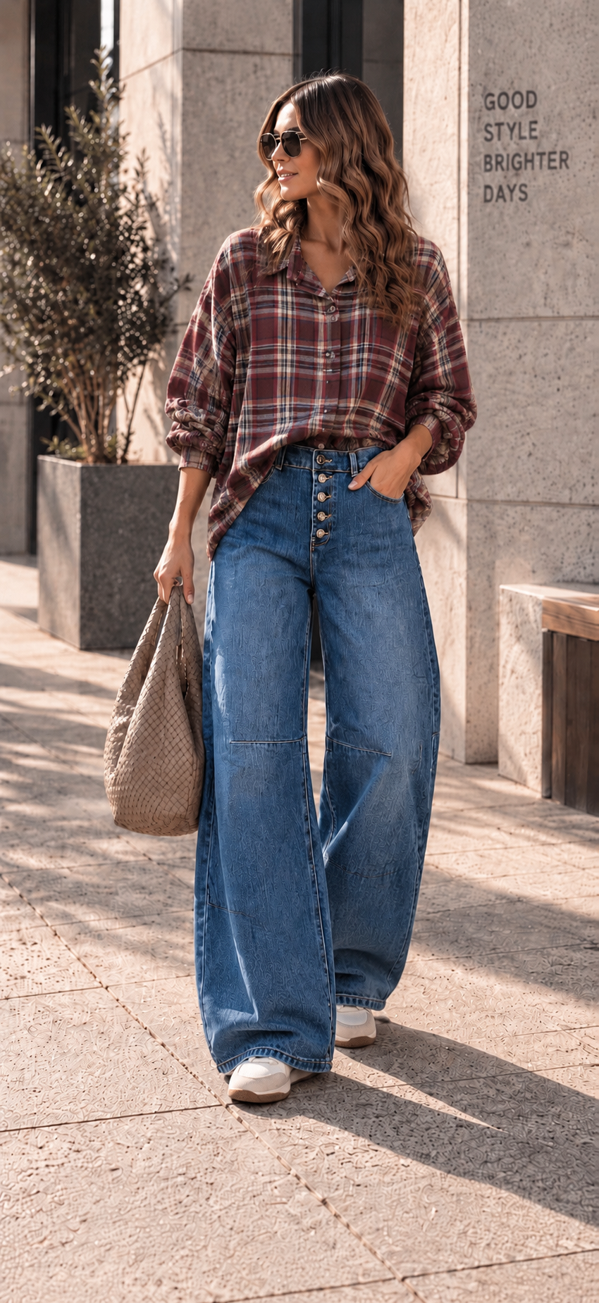 Oversize-Karo-Bluse I BL0139 I Made in Italy Gr. 34-44