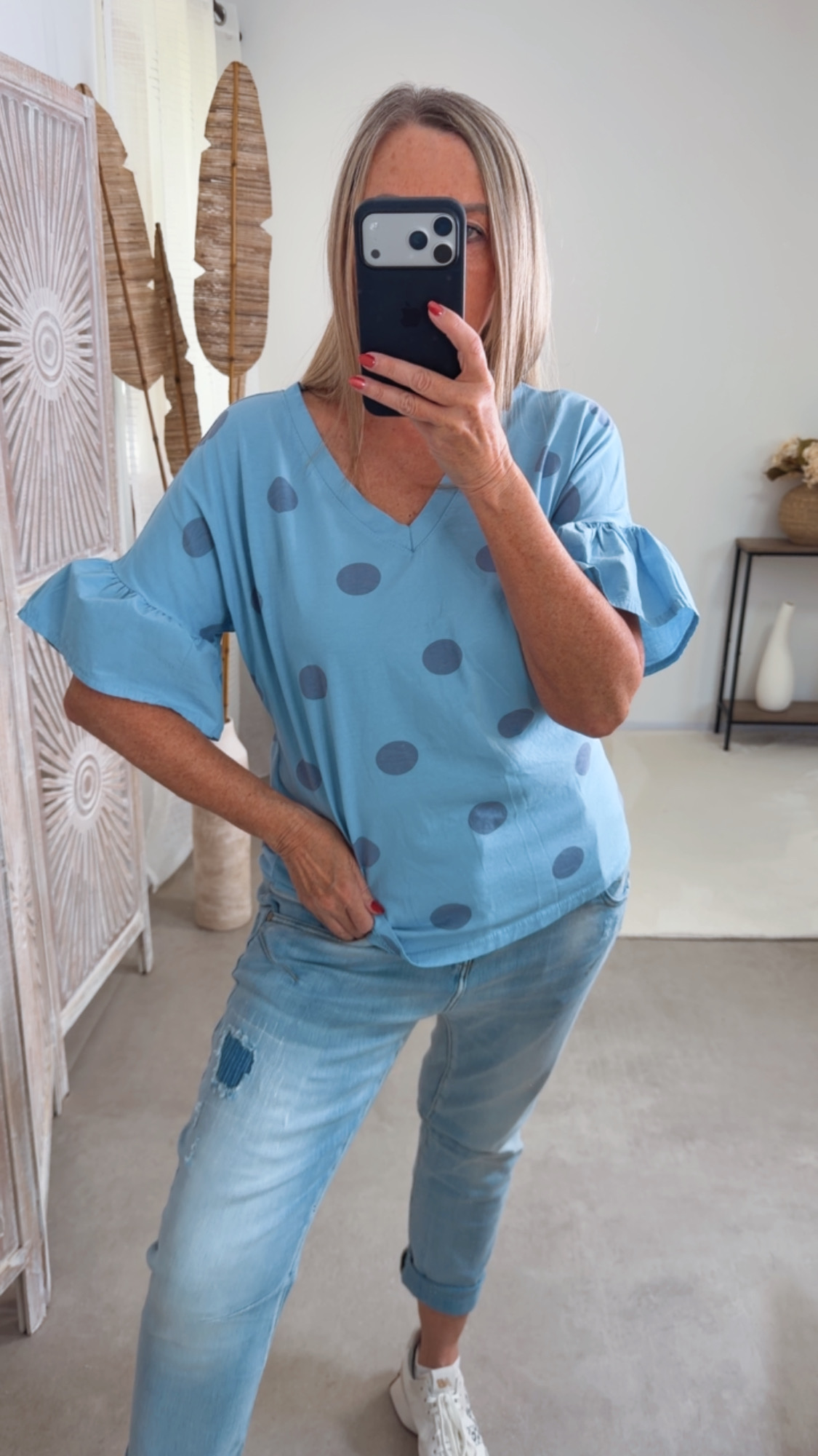 Polka Dots-Shirt „Bellagio“ – Made in Italy 🌸 Größe 34 bis 40/42