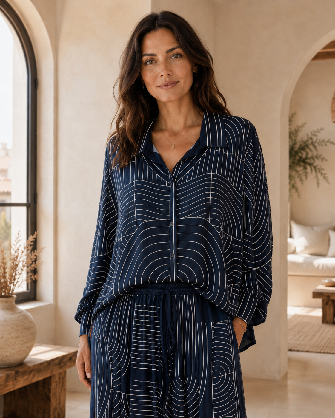 Bluse Seidenoptik Amaltea – Ornament-Print Made in Italy 34-44