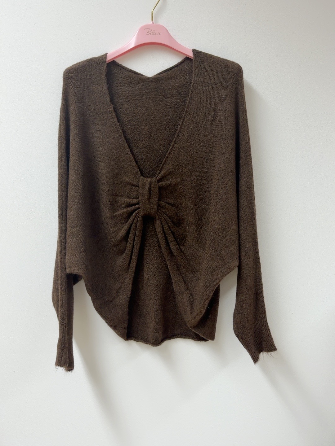 Strickpullover mit Knotendetail Uni I SP0074 I Made in Italy 34-44
