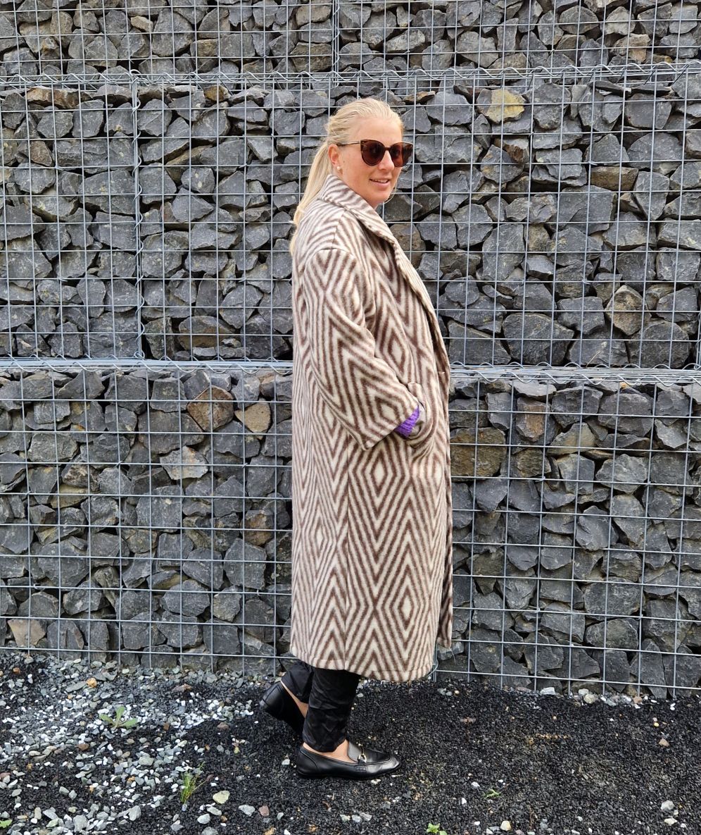 WOLL MANTEL MERLE STRIPES BRAUN 36-42 Made in Italy Winter Jacke Fleece Mantel COAT WOLL MANTEL MERLE STRIPES BRAUN 36-42 Made in Italy Winter Jacke Fleece Mantel COAT