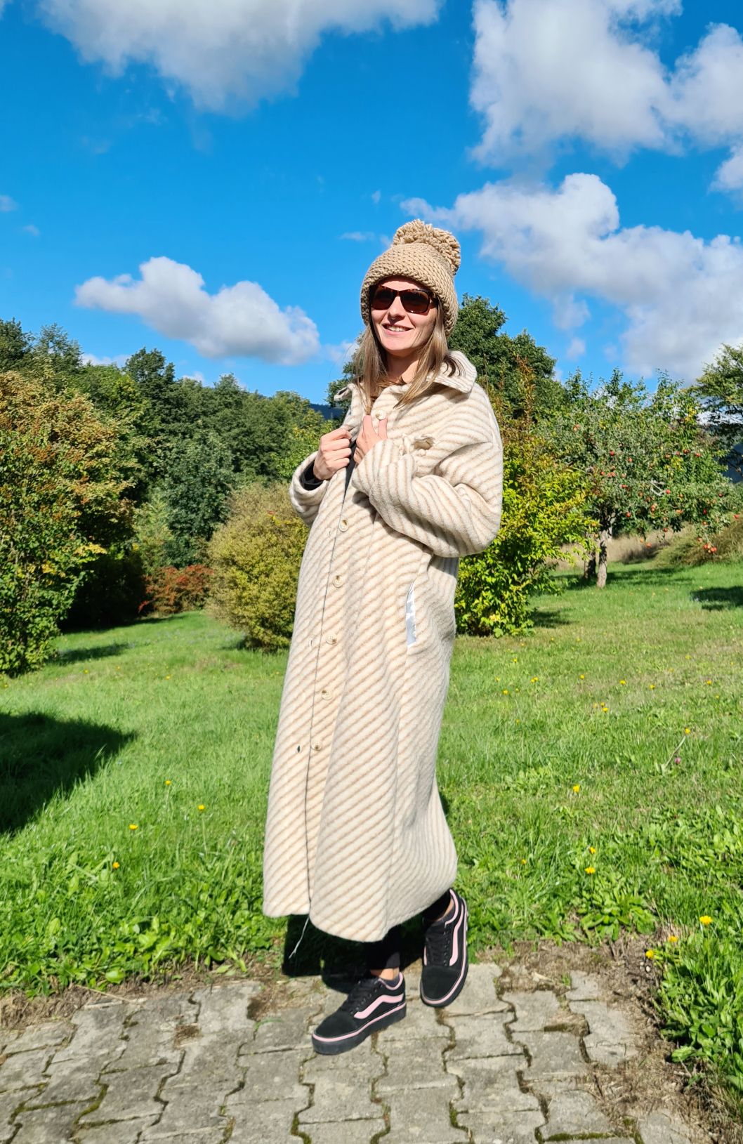 WOLL MANTEL PIA STRIPES BEIGE 36-42 Made in Italy Winter Jacke Fleece Mantel COAT WOLL MANTEL PIA STRIPES BEIGE 36-42 Made in Italy Winter Jacke Fleece Mantel COAT