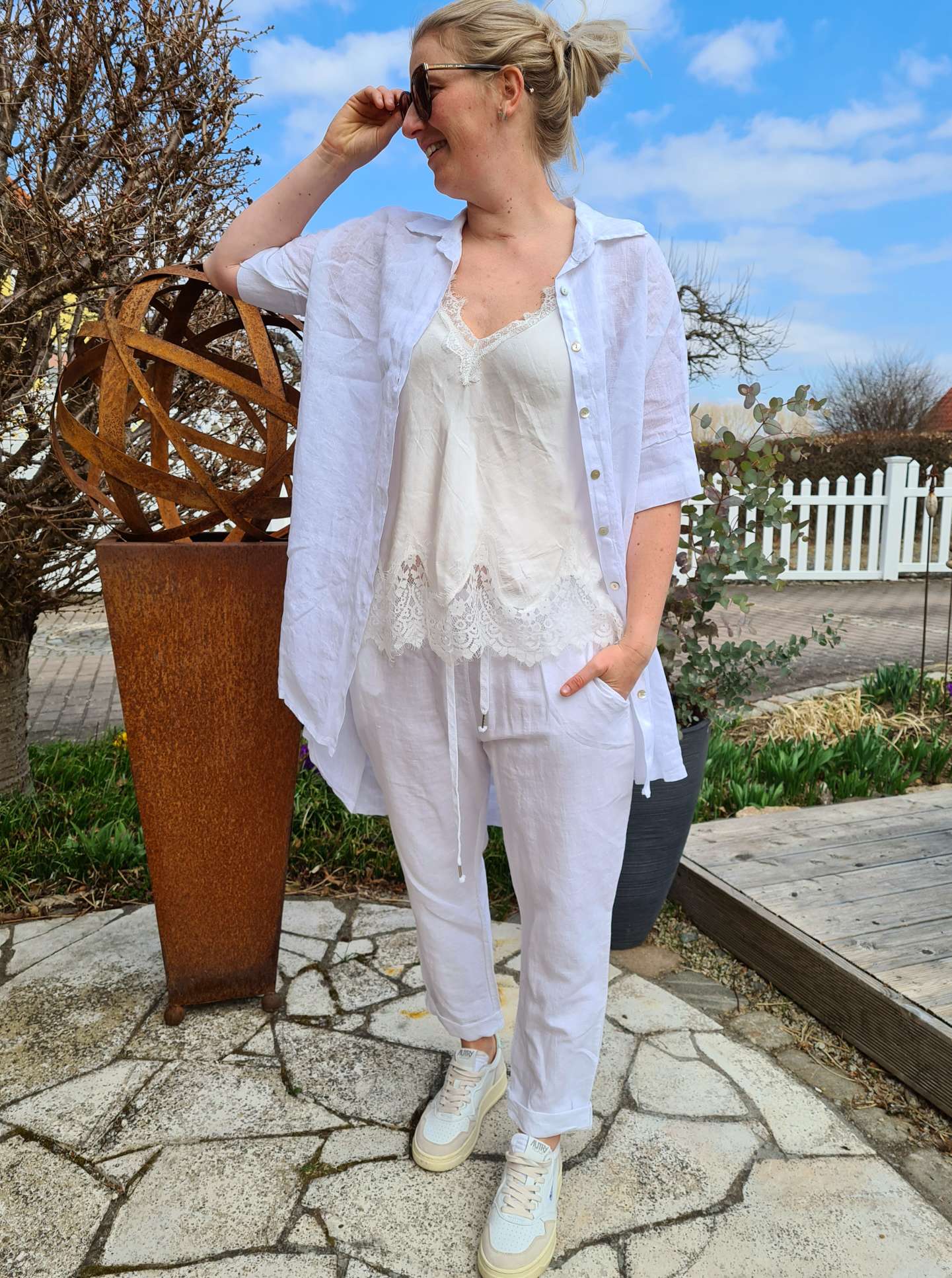 LINEN TUNIKA AREZZO LONG WEISS Leinen Bluse Kleid Made in Italy 34-42 Longbluse LINEN TUNIKA AREZZO LONG WEISS Leinen Bluse Kleid Made in Italy 34-42 Longbluse