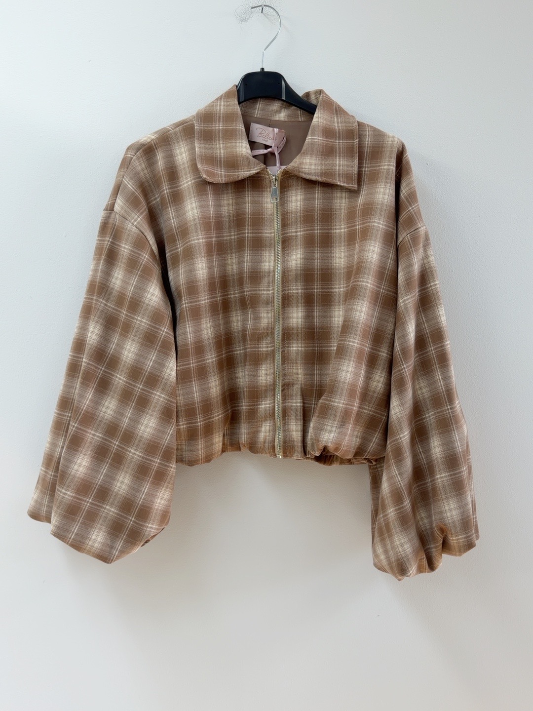 Flanell-Karojacke mit Ballonärmeln I J0133 I 34-44 I Made in Italy