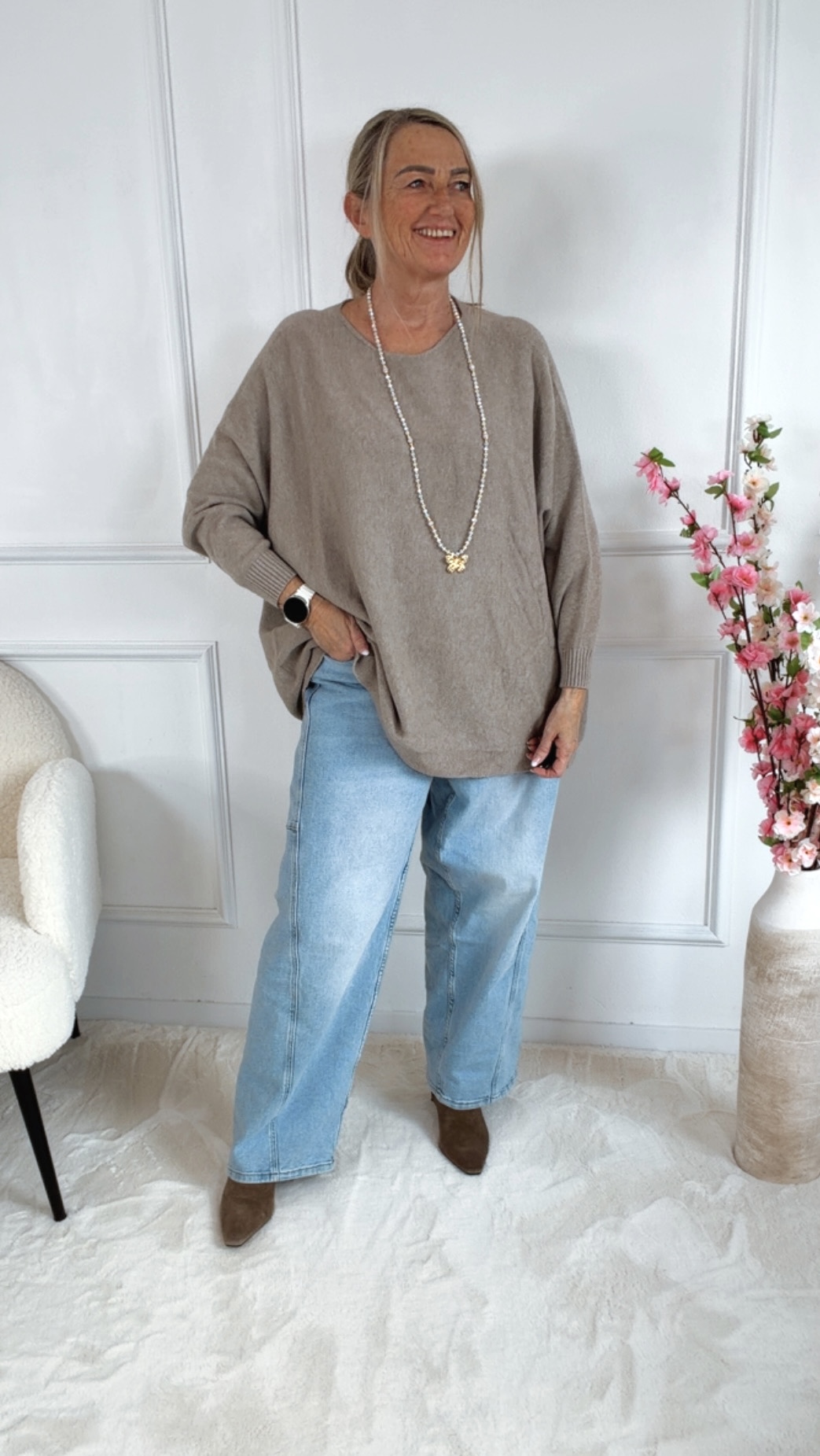 MAXI-PULLOVER LEVI unifarben 34-44/46 Made in Italy Viskose