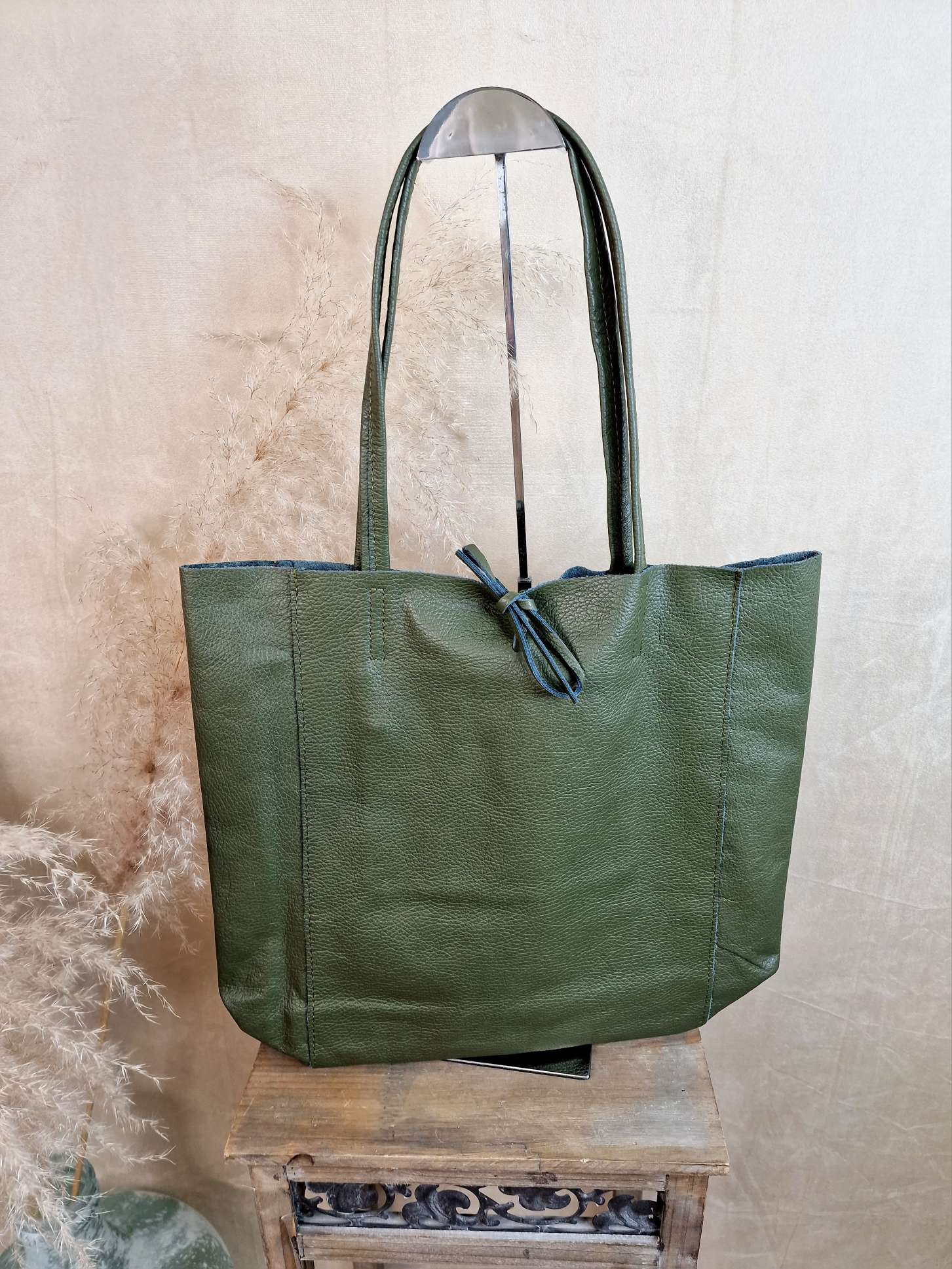 BASIC LEDER SHOPPER MARA KHAKI Made in Italy Ledertasche Tasche BASIC LEDER SHOPPER MARA KHAKI Made in Italy Ledertasche Tasche
