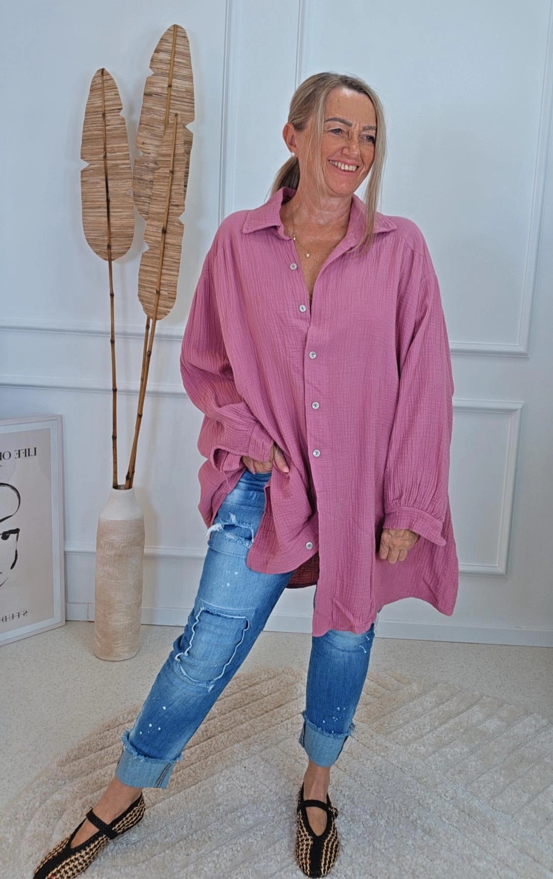 MUSSELIN BLUSE VALERIA UNI Made in Italy 34-46