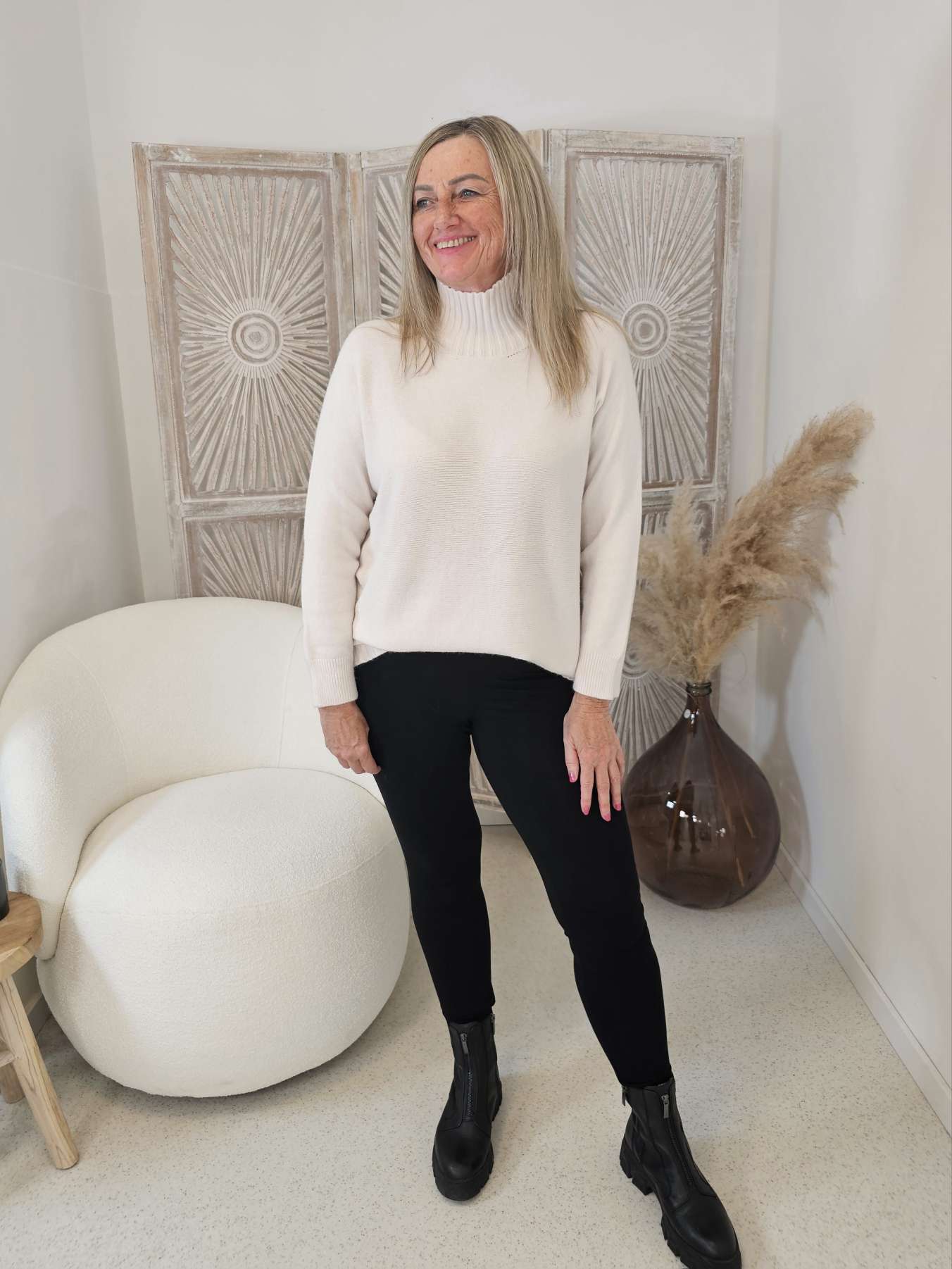 LIGHT KNIT SWEATER ALISON Stehkragen Oversize 34- 42 Made in Italy Pullover LIGHT KNIT SWEATER ALISON Stehkragen Oversize 34- 42 Made in Italy Pullover