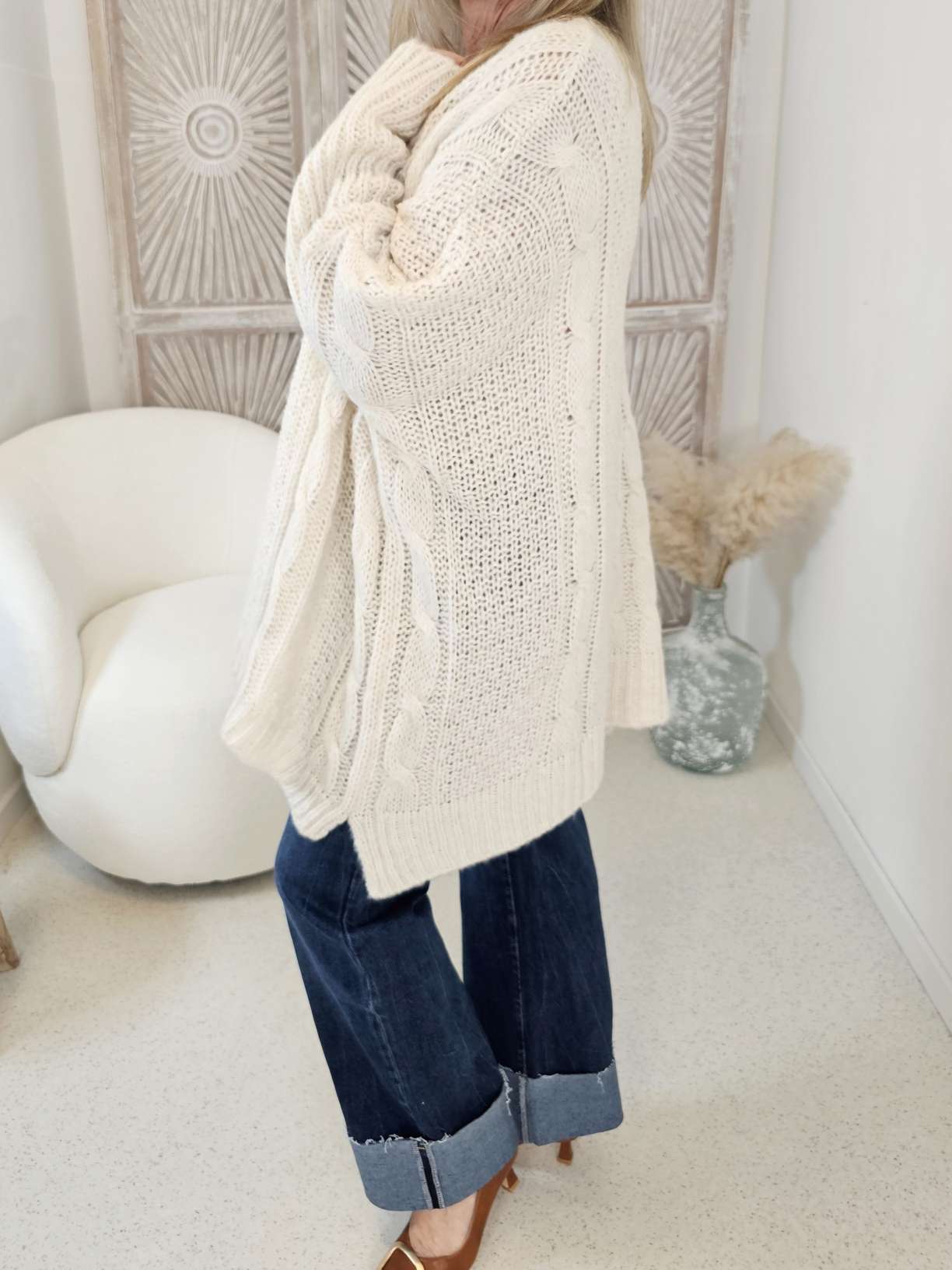 STRICKPULLOVER ZOPFMUSTER TARA Oversize Pullover Made in Italy 36 - 48/50 STRICKPULLOVER ZOPFMUSTER TARA Oversize Pullover Made in Italy 36 - 48/50