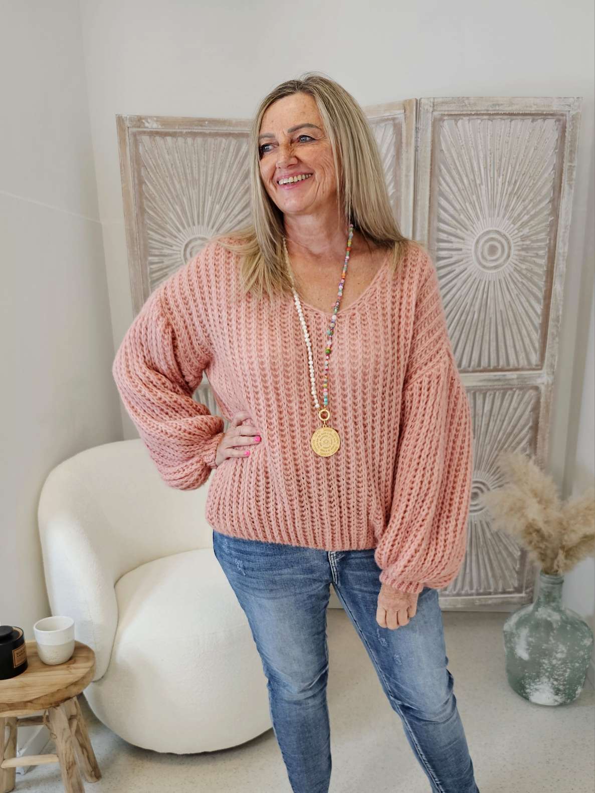 OVERSIZE KNIT SWEATER MALENA KORALLE Strickpullover Pullover 34-42/44 Made in Italy OVERSIZE KNIT SWEATER MALENA KORALLE Strickpullover Pullover 34-42/44 Made in Italy