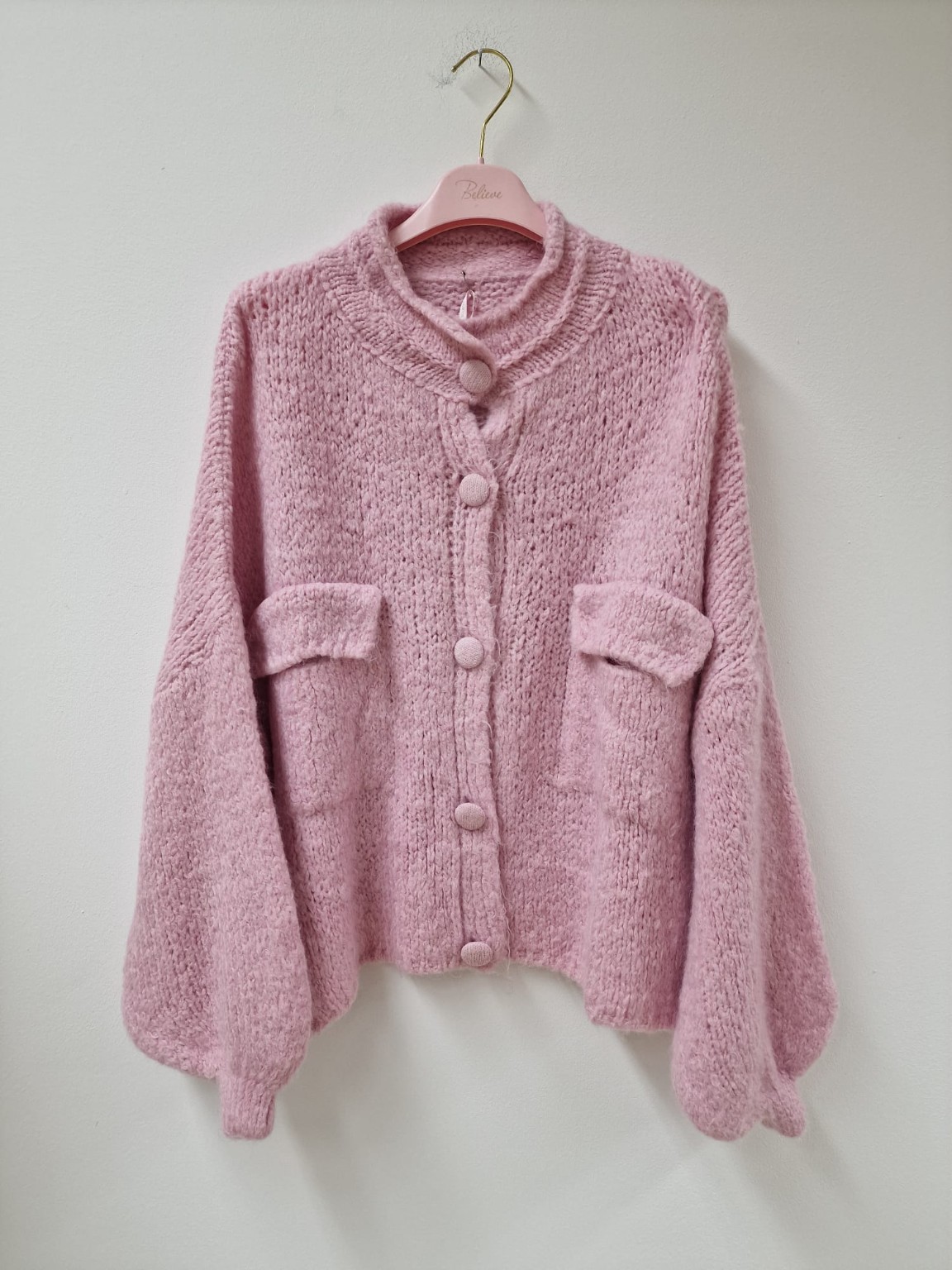 Kuschelige Oversize Strickjacke mit Taschen SJ0101 Made in Italy 36 - 42