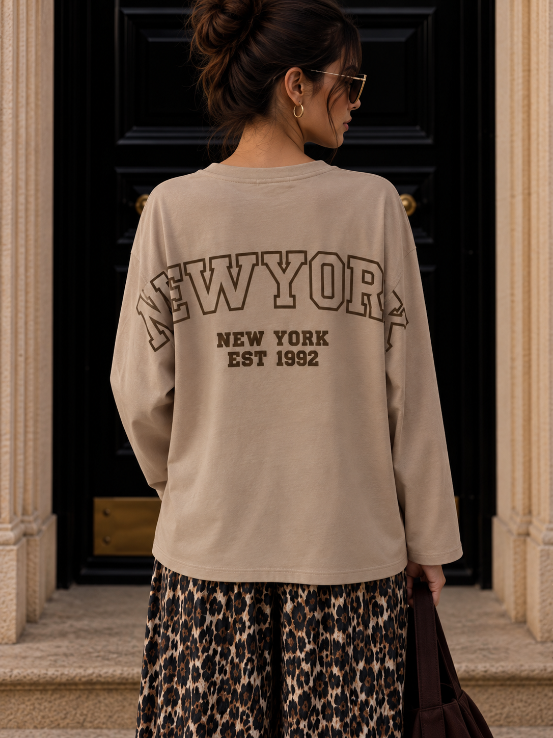 Longsleeve mit New York Statement-Print LS0063 I Made in Italy 34-42/44