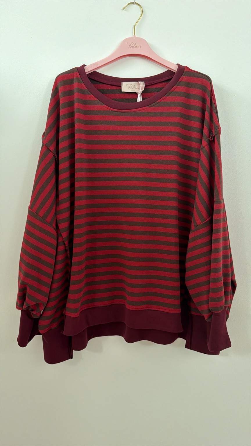 Sweater Charly mit Raw-Cut Details Stripes Made in Italy 34-44/46