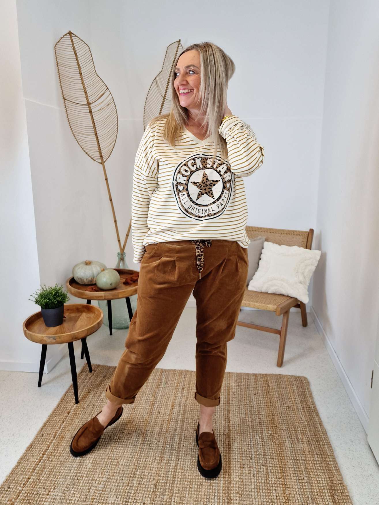 STRIPED LONGSLEEVE SHIRT LEO ROCKSTAR CAMEL 34-42 Made in Italy versch. Farben STRIPES STREIFEN STRIPED LONGSLEEVE SHIRT LEO ROCKSTAR CAMEL 34-42 Made in Italy versch. Farben STRIPES STREIFEN