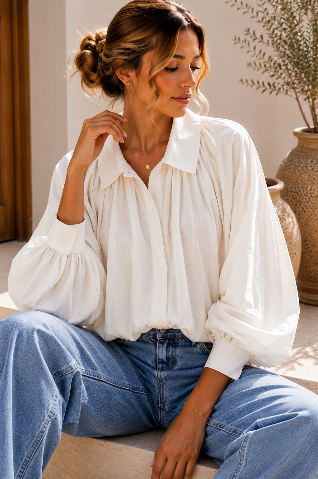 Ballonbluse „Vittoria“ – Made in Italy 🇮🇹  34-42 Basic Bluse