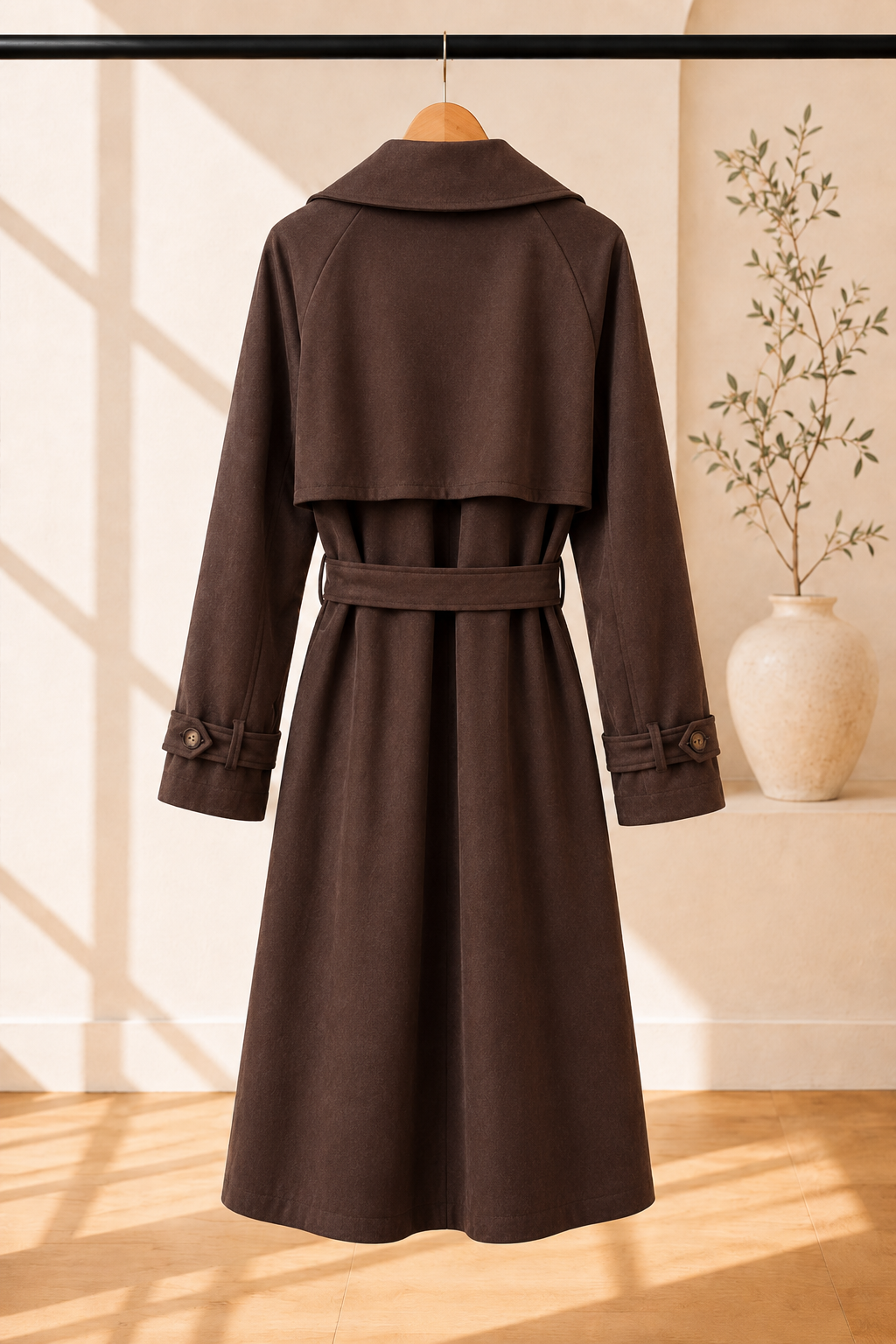 Tansania – Trenchcoat Mantel in Velourleder-Optik mit Leo-Futter | Made in Italy