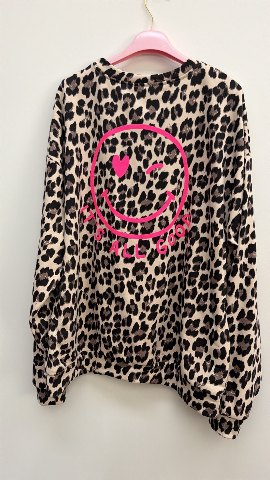 Sweatshirt „Happy Vibes NINA LEO“ – Made in Italy Gr. 34-42/44