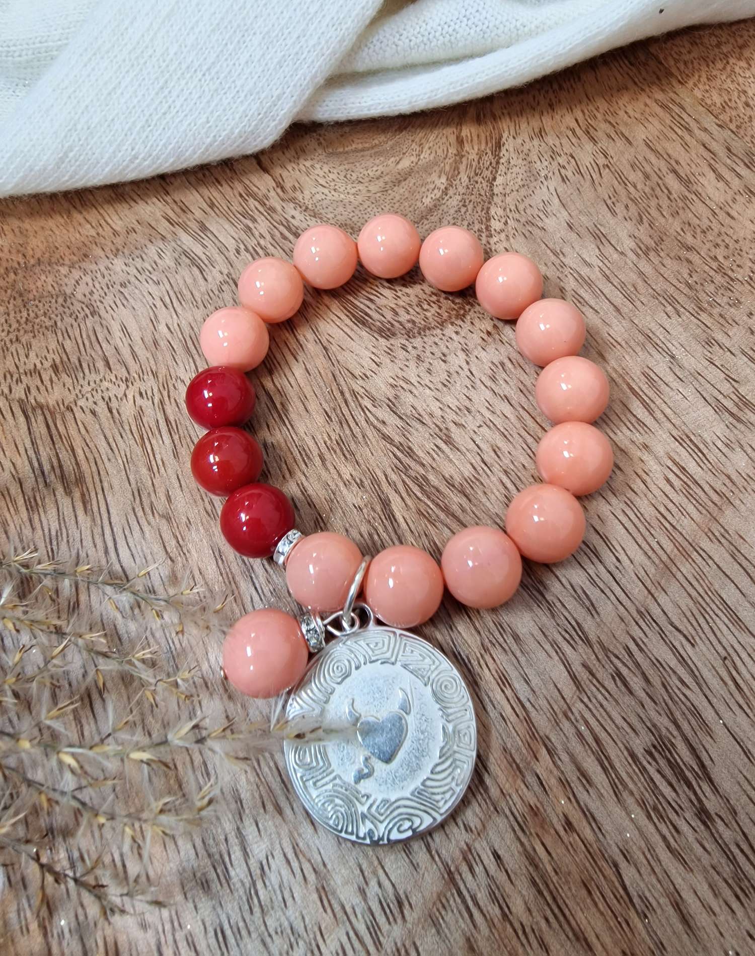 BRACELET JAVA LACHS edles Edelstein Armband elastisch BRACELET JAVA LACHS edles Edelstein Armband elastisch