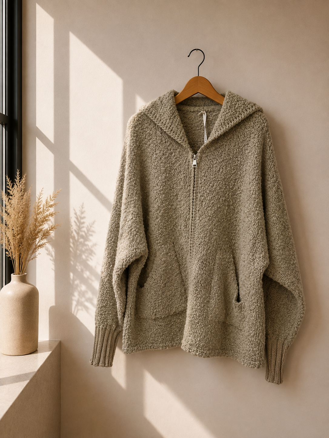 Kapuzen-Cardigan Boucle I SJ0025 I Made in Italy 34-40/42 Strickjacke