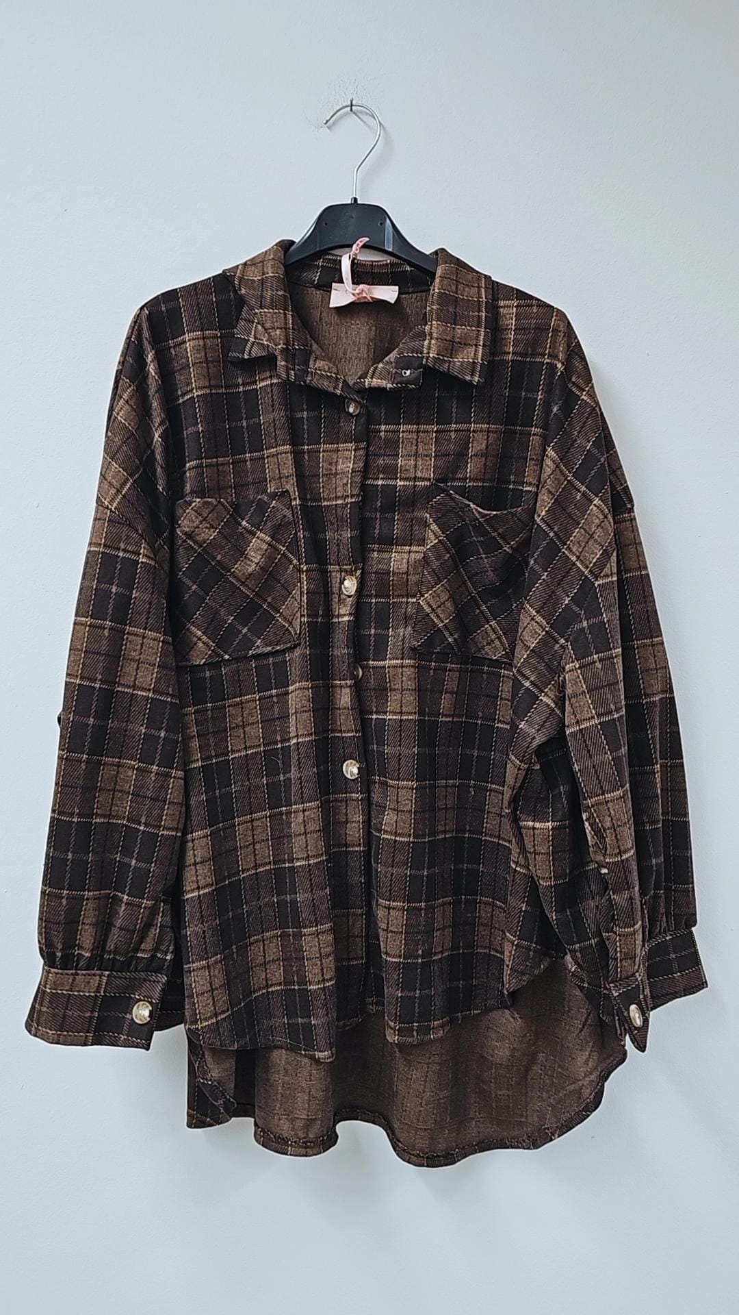 OVERSIZE FLANELLHEMD KARIERT WEICH Made in Italy Gr. 36 - 46 FH0107