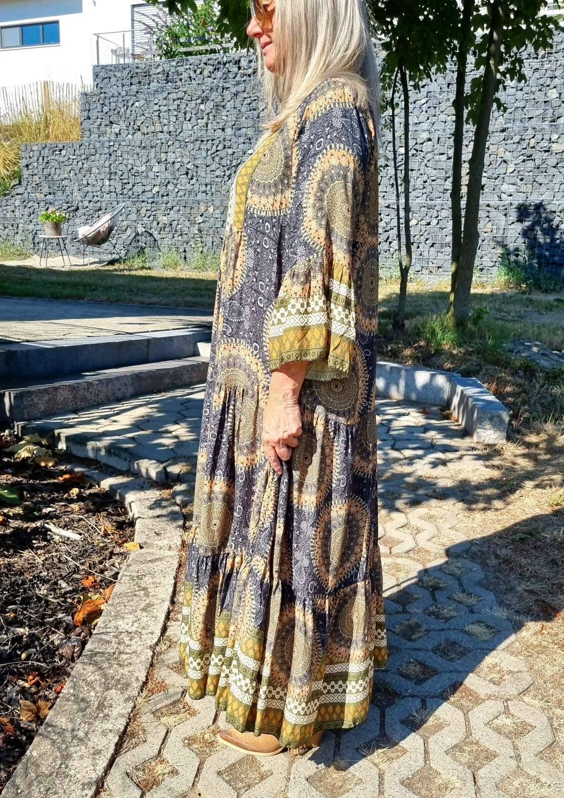 MAXI TUNIKA DRESS MICAELA BLACK KHAKI 34-42 Made in Italy langes Kleid Hängerchen Tunikakleid MAXI TUNIKA DRESS MICAELA BLACK KHAKI 34-42 Made in Italy langes Kleid Hängerchen Tunikakleid