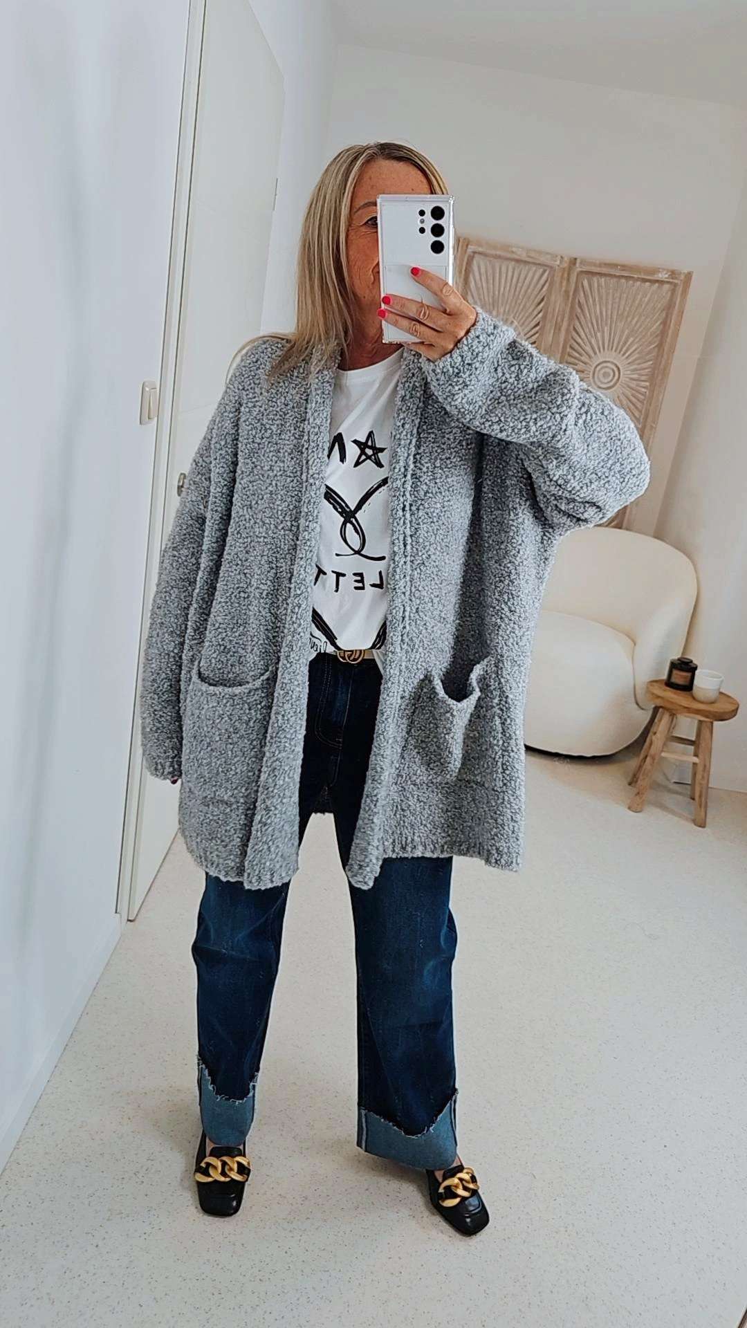 BOUCLE KNIT CARDIGAN MIRIAM SHORT 34-42 Made in Italy kurze Strick Jacke Oversize BOUCLE KNIT CARDIGAN MIRIAM SHORT 34-42 Made in Italy kurze Strick Jacke Oversize