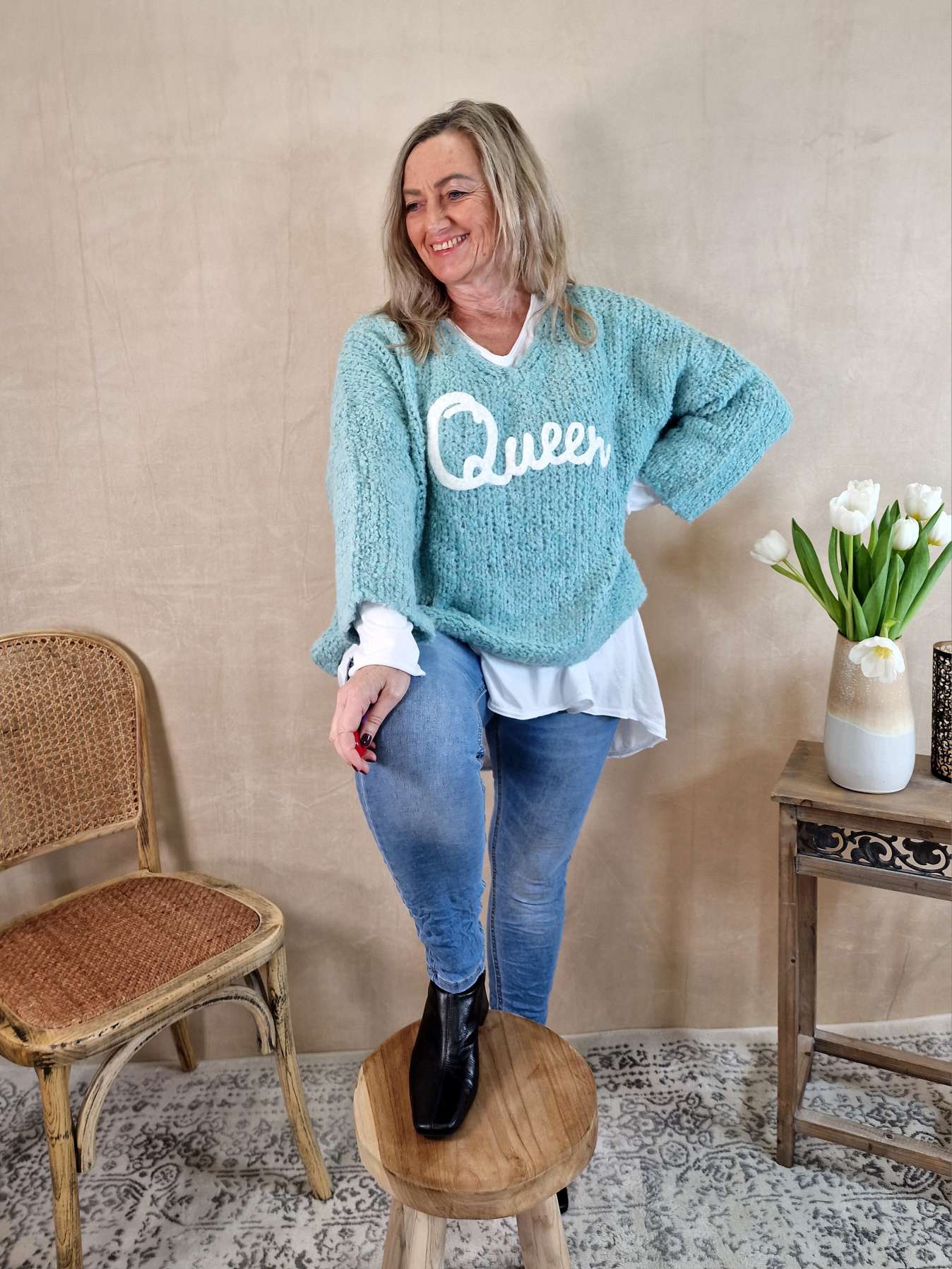 KNIT SWEATER QUEEN MINT 34-42 Made in Italy Strickpullover Pullover KNIT SWEATER QUEEN MINT 34-42 Made in Italy Strickpullover Pullover