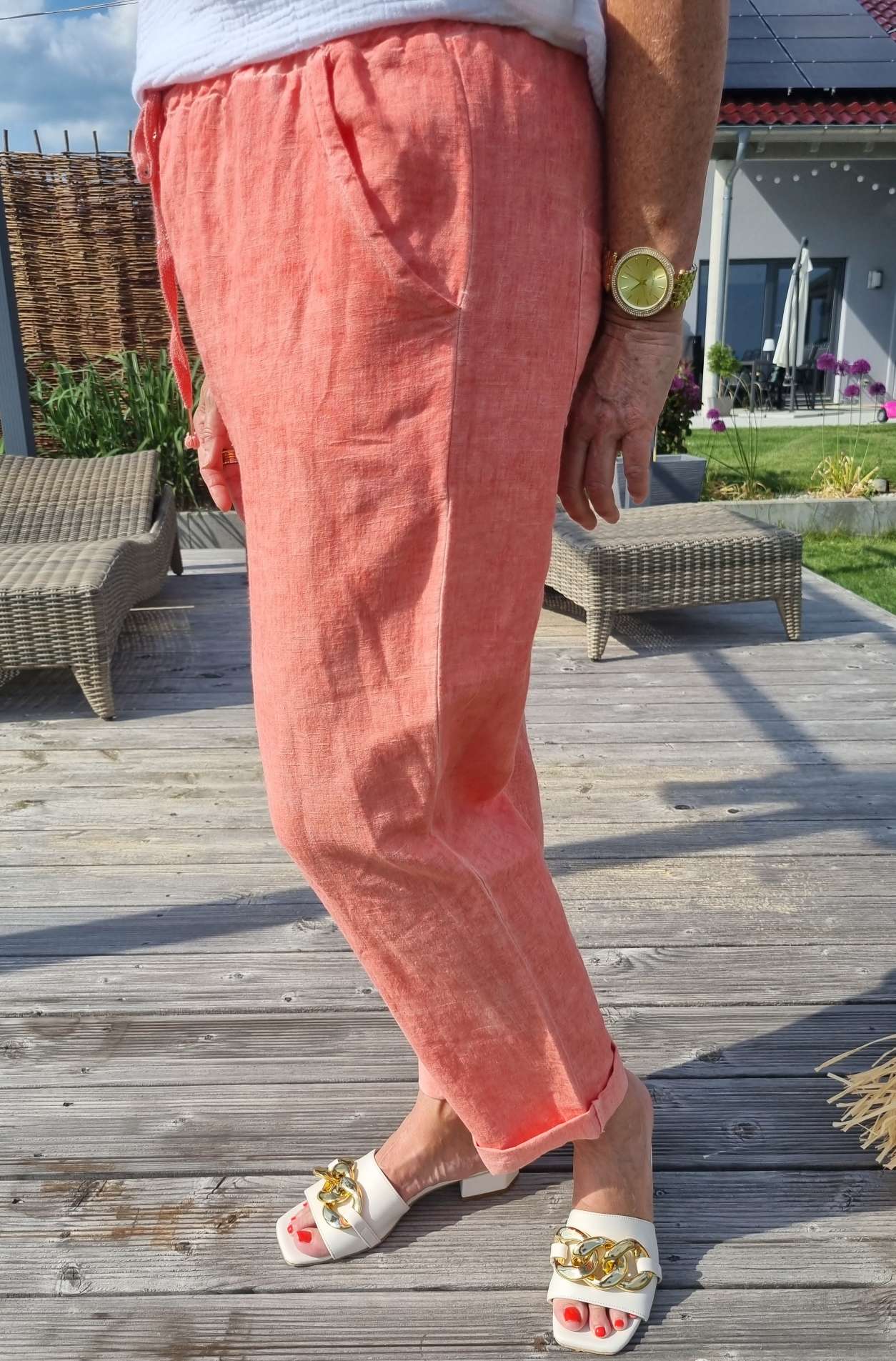 LINEN JOGPANT ANCONA KORALLE Leinen Hose PANT 34-42 Made in Italy Sommerhose LINEN JOGPANT ANCONA KORALLE Leinen Hose PANT 34-42 Made in Italy Sommerhose