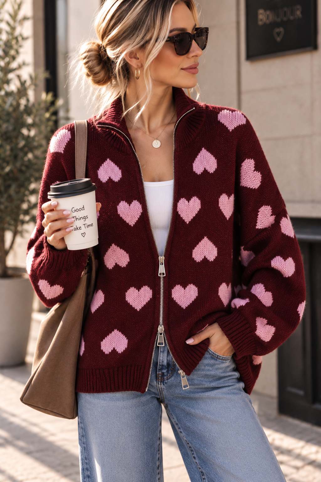 Strickjacke „Herz / Heart“ – ST0081 | Made in Italy 34-44 Strickjacke