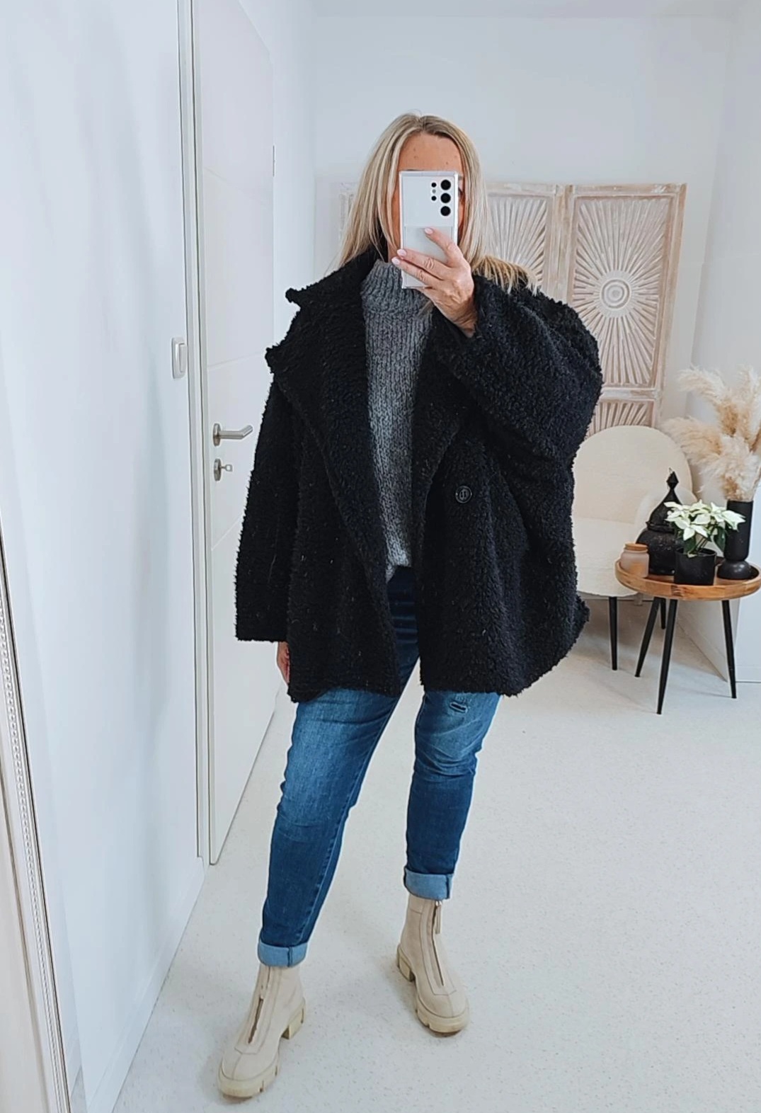 BOUCLE TEDDY JACKE CLARINE  Made in Italy 34-46  Mantel Oversize Jacke COAT