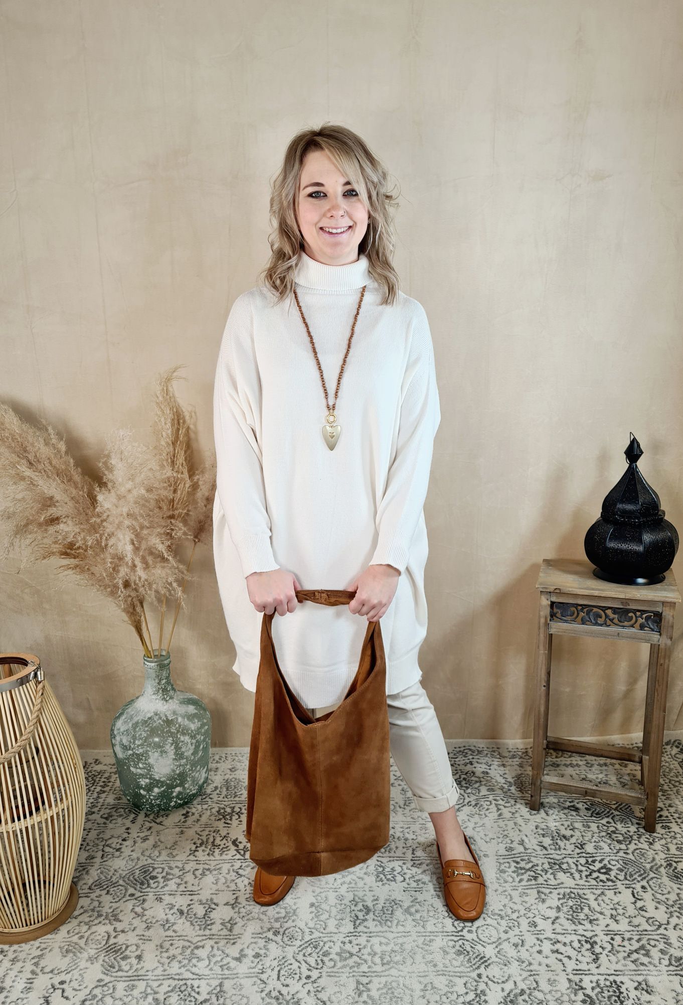 LIGHT KNIT DRESS EMILIA CREME 34-42 Made in Italy Strick Kleid Long Pullover LIGHT KNIT DRESS EMILIA CREME 34-42 Made in Italy Strick Kleid Long Pullover