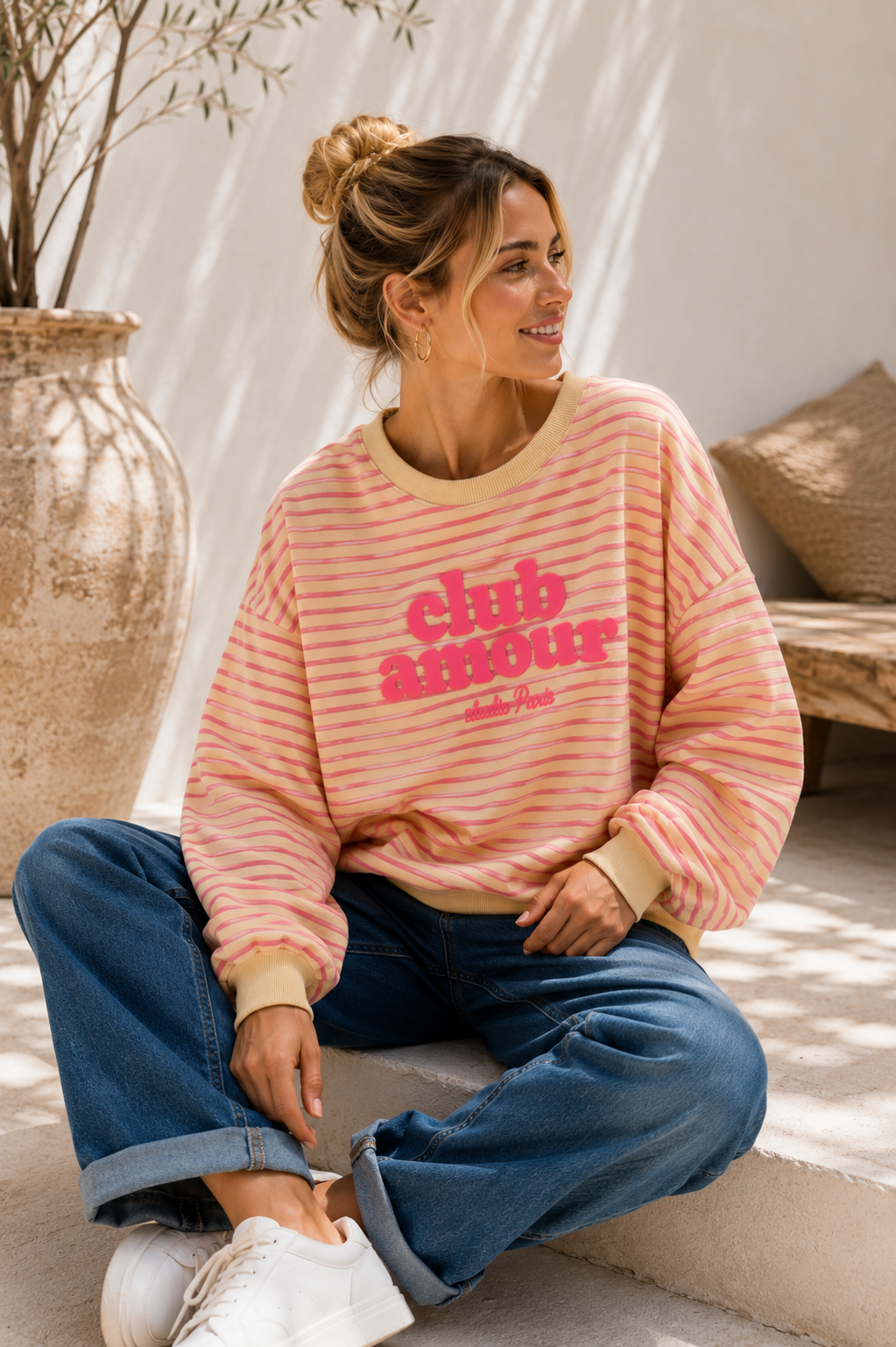 Sweatshirt / Sweater No. SW010 | Streifenlook | Oversize | Made in Italy | passt bis Größe 42/44