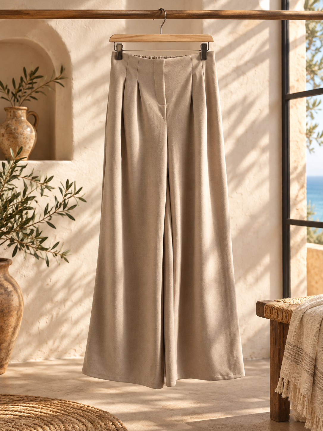 Hose Wide-Leg Butterweich mit Bundfalten I NO.0020 I Made in Italy 34-40/42