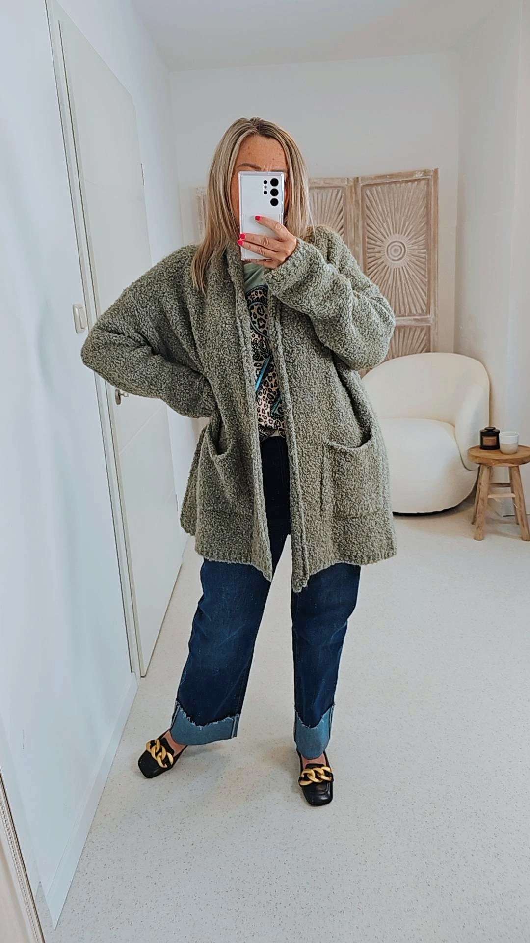 BOUCLE KNIT CARDIGAN MIRIAM SHORT 34-42 Made in Italy kurze Strick Jacke Oversize BOUCLE KNIT CARDIGAN MIRIAM SHORT 34-42 Made in Italy kurze Strick Jacke Oversize