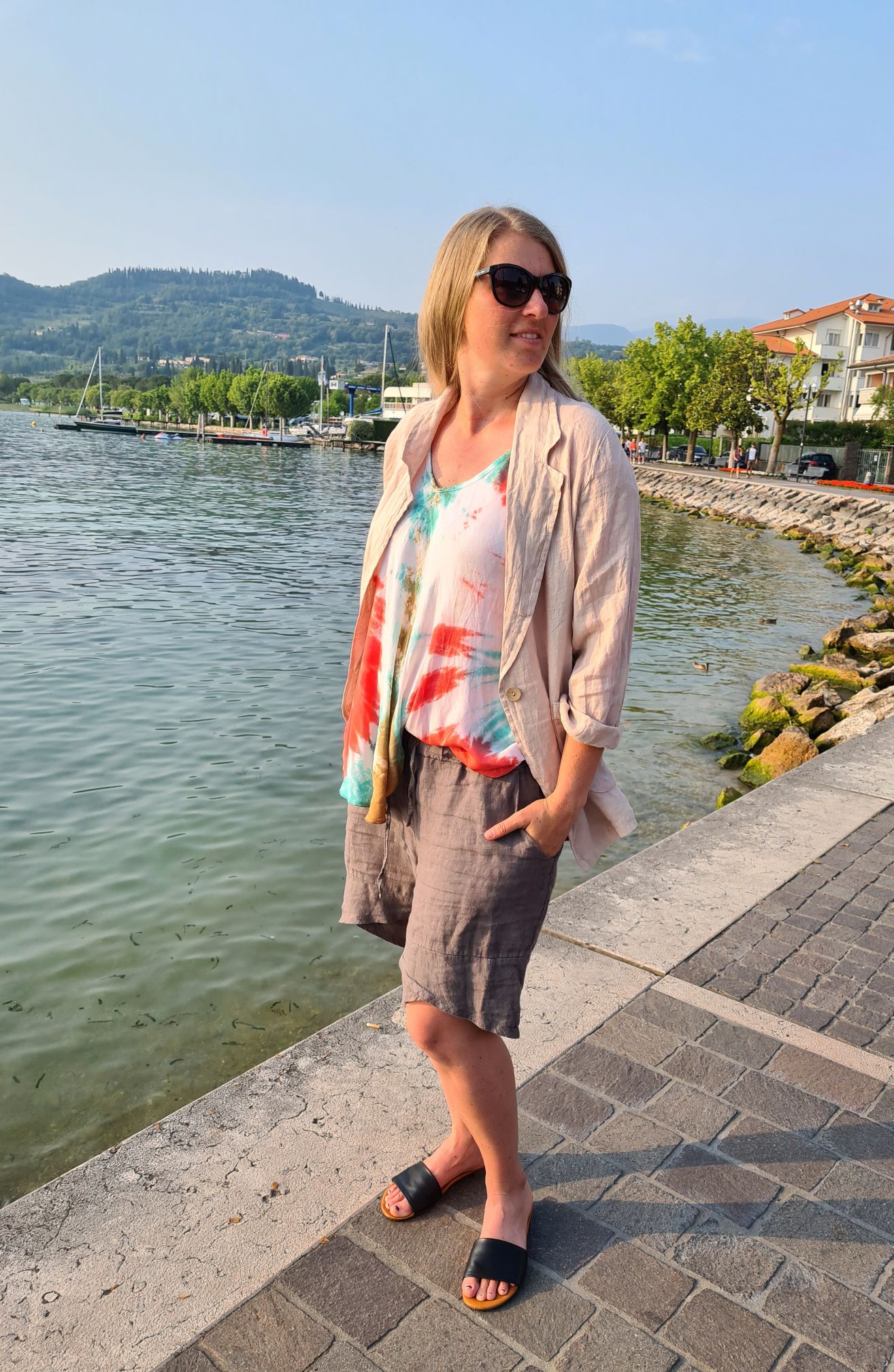 OVERSIZE LINEN BASIC BLAZER RIVA BEIGE - Made in Italy Jacke Sakko Jacket LEINEN OVERSIZE LINEN BASIC BLAZER RIVA BEIGE - Made in Italy Jacke Sakko Jacket LEINEN