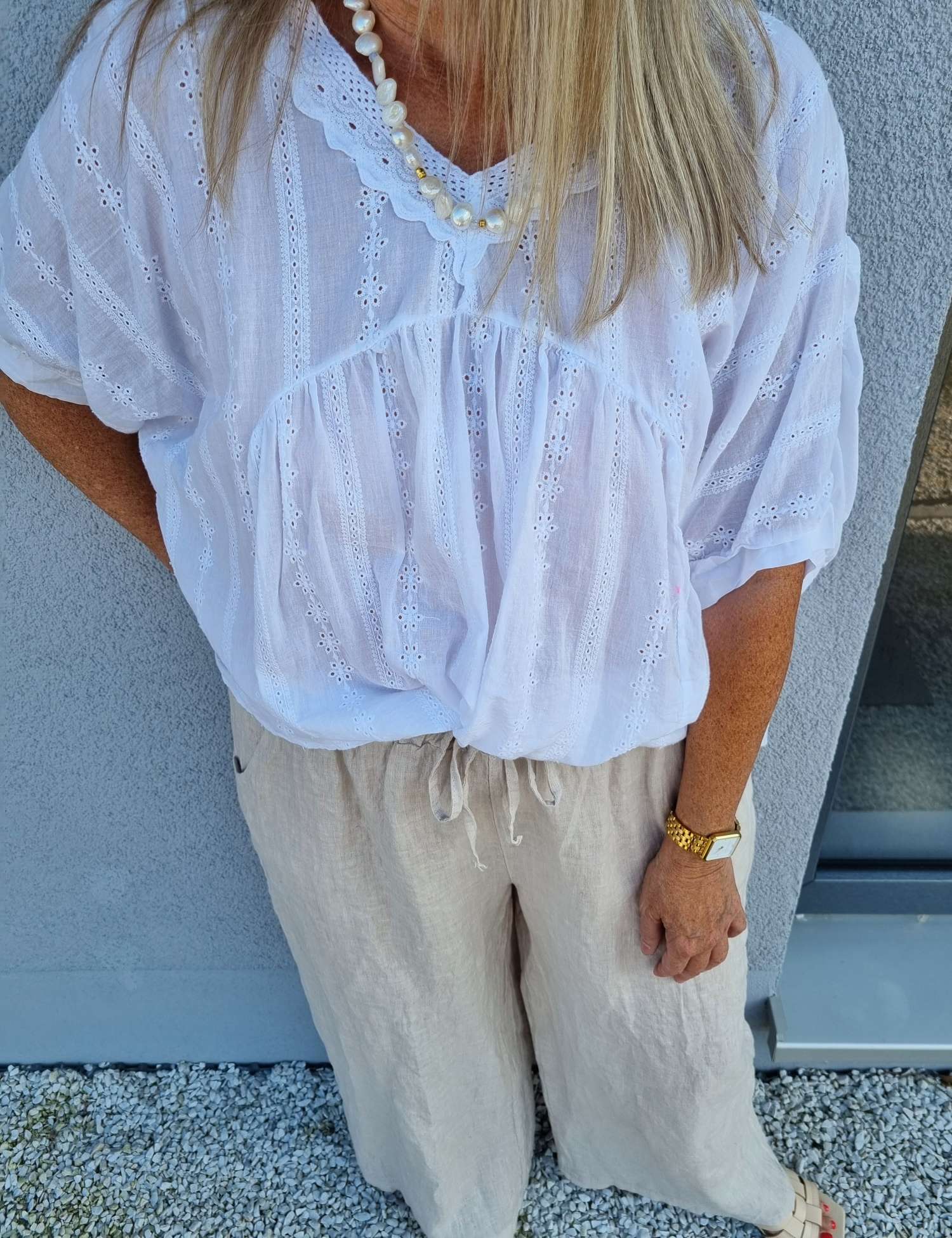 BLUSE TIANA WEISS 34-42 Made in Italy Oversize Tunika Shirt BLUSE TIANA WEISS 34-42 Made in Italy Oversize Tunika Shirt