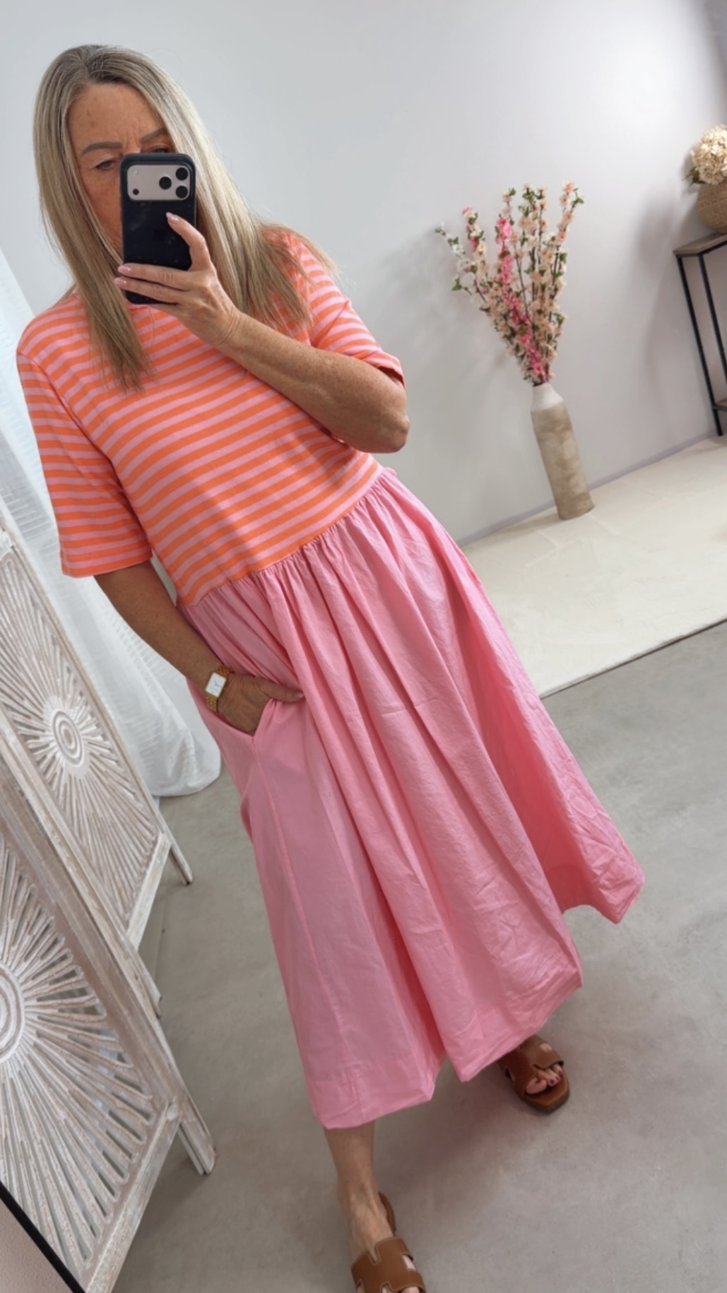 🌺🌊☀️ T-Shirt-Kleid Madeira Streifen Made in Italy 34-42