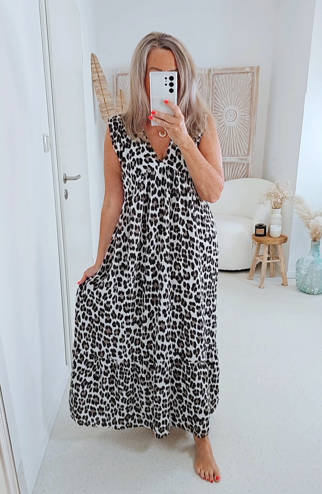 MAXI MUSSELIN KLEID TENERIFFA LEO Made in Italy 34-40/42 ärmellos 