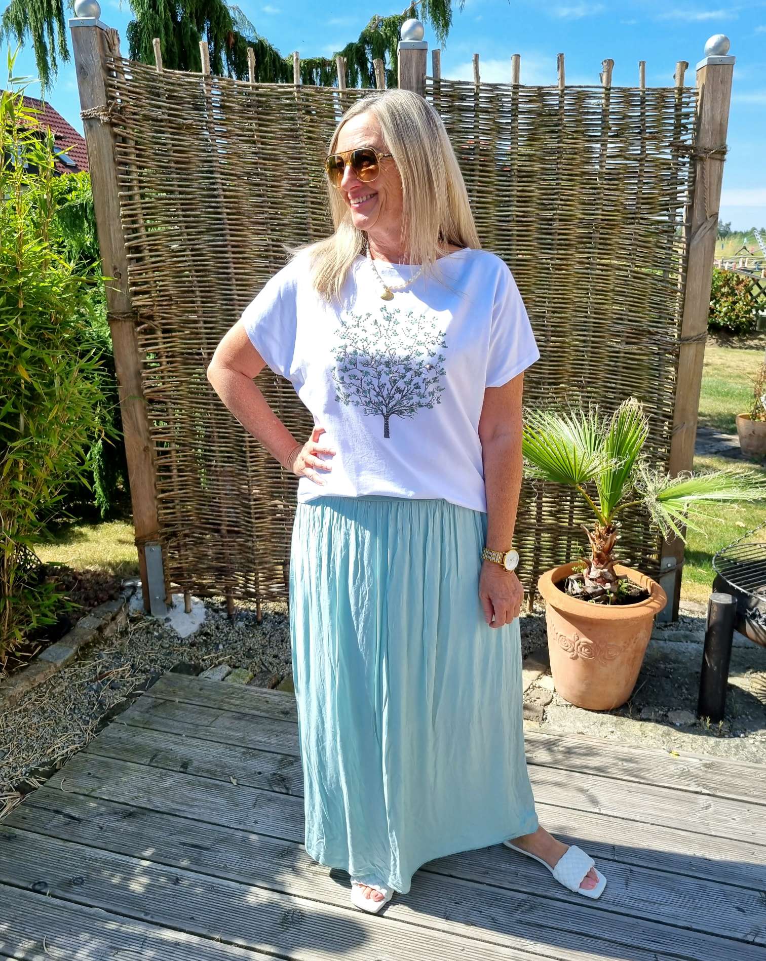 SHIRT MAXI SKIRT VENEZIA MINTGRÜN Made in Italy langer Rock 34-42 SHIRT MAXI SKIRT VENEZIA MINTGRÜN Made in Italy langer Rock 34-42