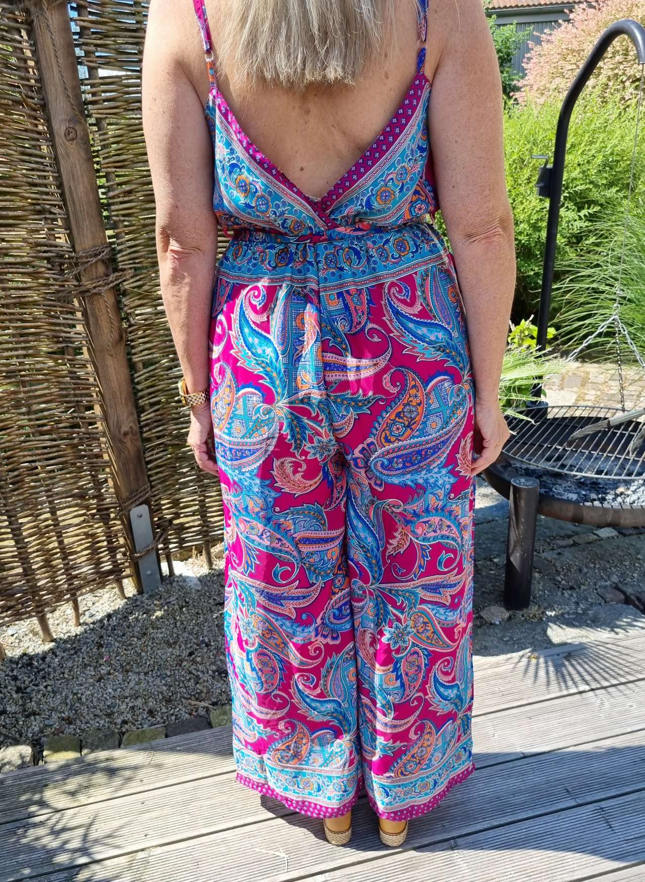 SILK JUMPSUIT MALEDIVE BLAU PINK 1297 34-42 Boho Bohemian Overall Seide SILK JUMPSUIT MALEDIVE BLAU PINK 1297 34-42 Boho Bohemian Overall Seide