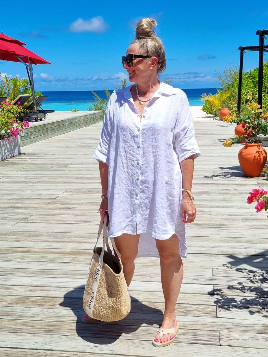 LINEN TUNIKA AREZZO LONG WEISS Leinen Bluse Kleid Made in Italy 34-42 Longbluse LINEN TUNIKA AREZZO LONG WEISS Leinen Bluse Kleid Made in Italy 34-42 Longbluse