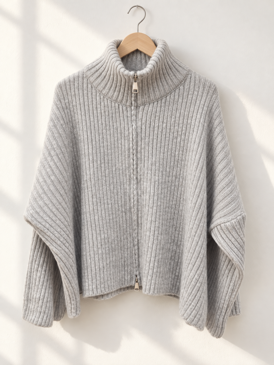 Uni Strickjacke mit Zwei-Wege-Zipper & breitem Rippkragen | SJ0103 | Made in Italy