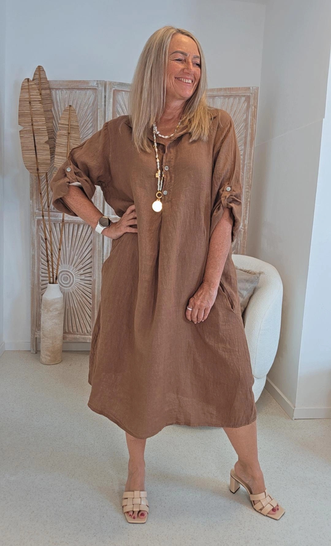 LINEN TUNIKA DRESS GEORGIA Made in Italy 34-42/44 Leinen Kleid Linendress LINEN TUNIKA DRESS GEORGIA Made in Italy 34-42/44 Leinen Kleid Linendress