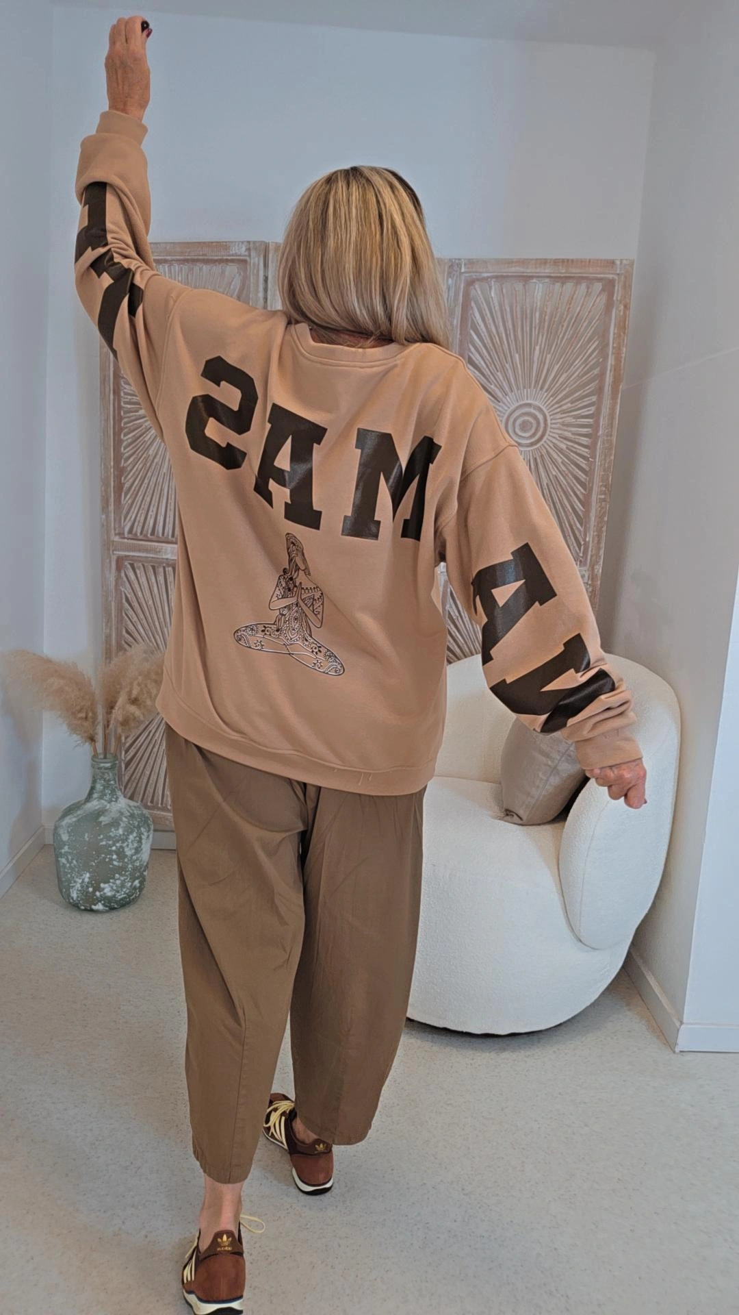 OVERSIZE SWEATER NAMASTE ALL DAMN DAY Made in Italy 34-44