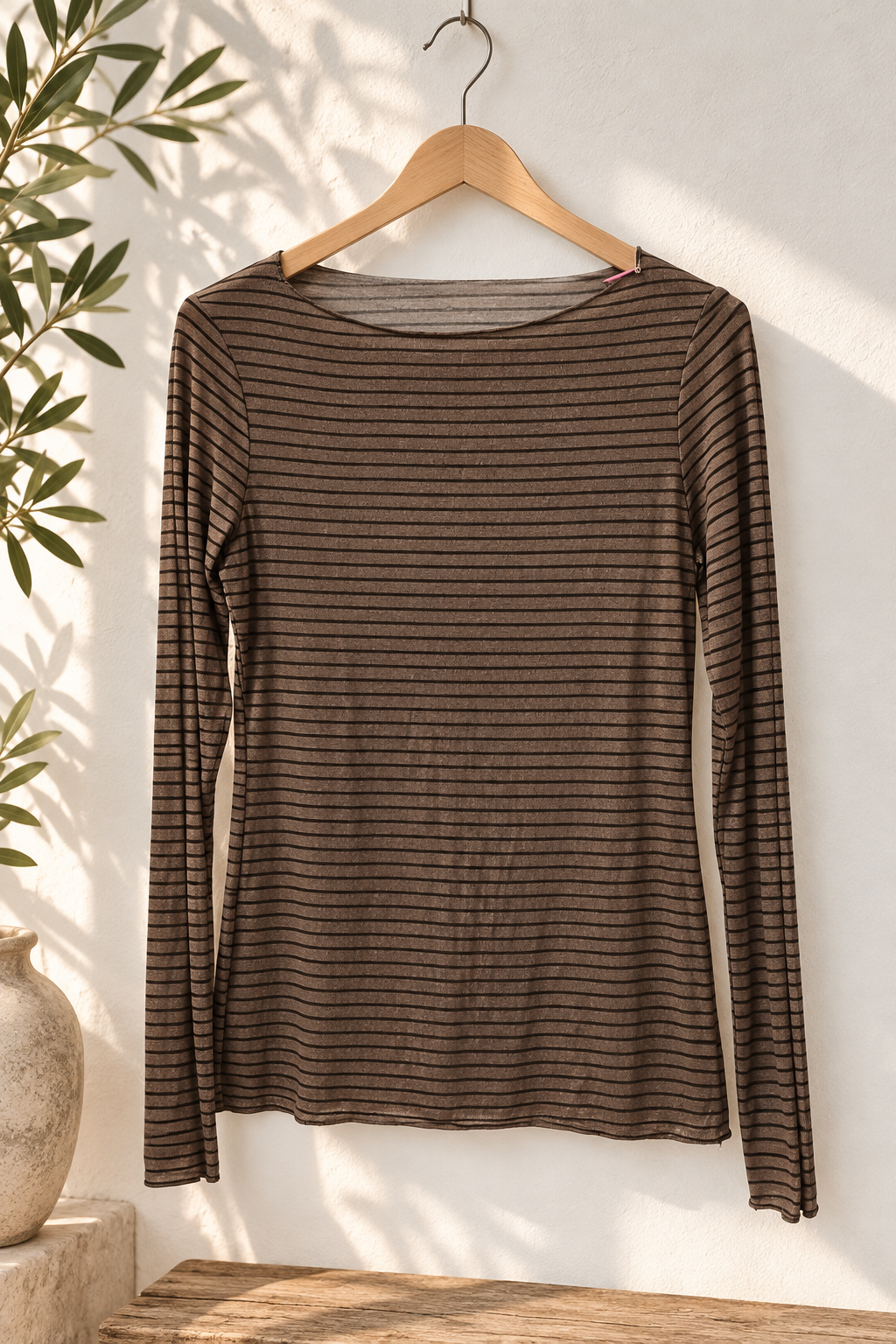 COMFY STRETCH LANGARMSHIRT STREIFEN Made in Italy Gr.  34- 40/42 LS0113 Cashmere